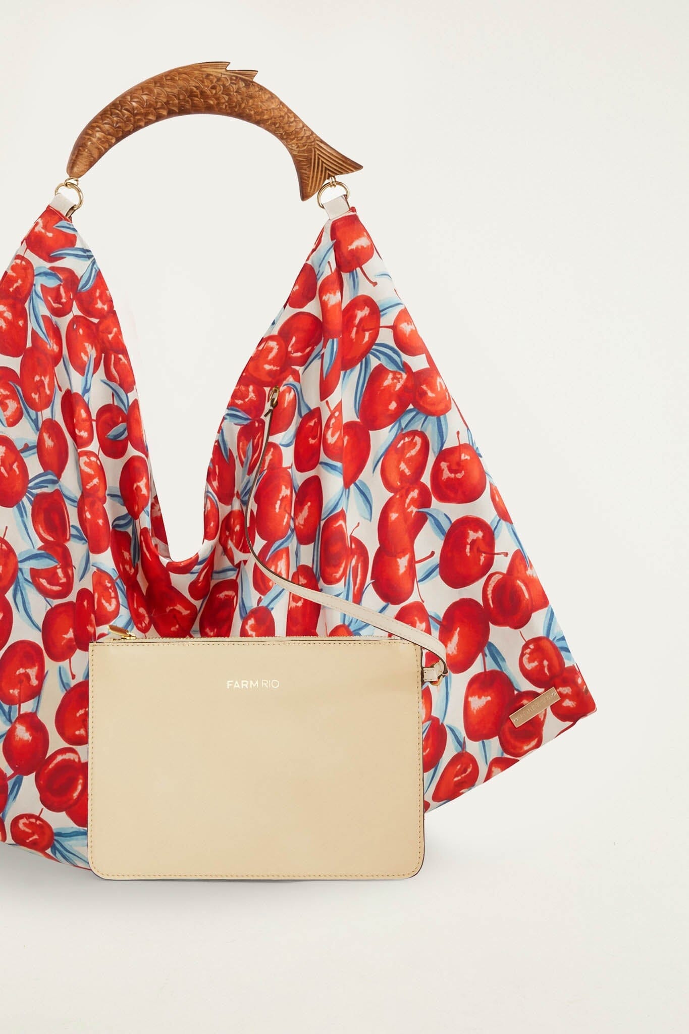 Red Cherry Satin Medium Scarf Bag