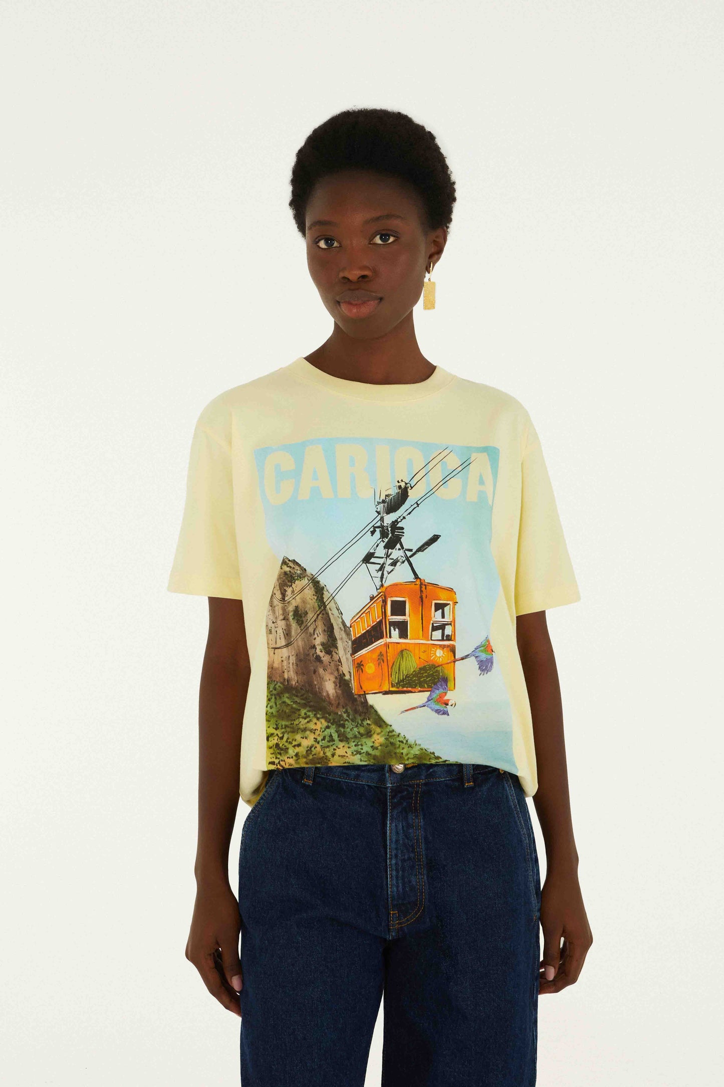 Bondinho Landscape Carioca entspanntes T-Shirt aus Bio-Baumwolle