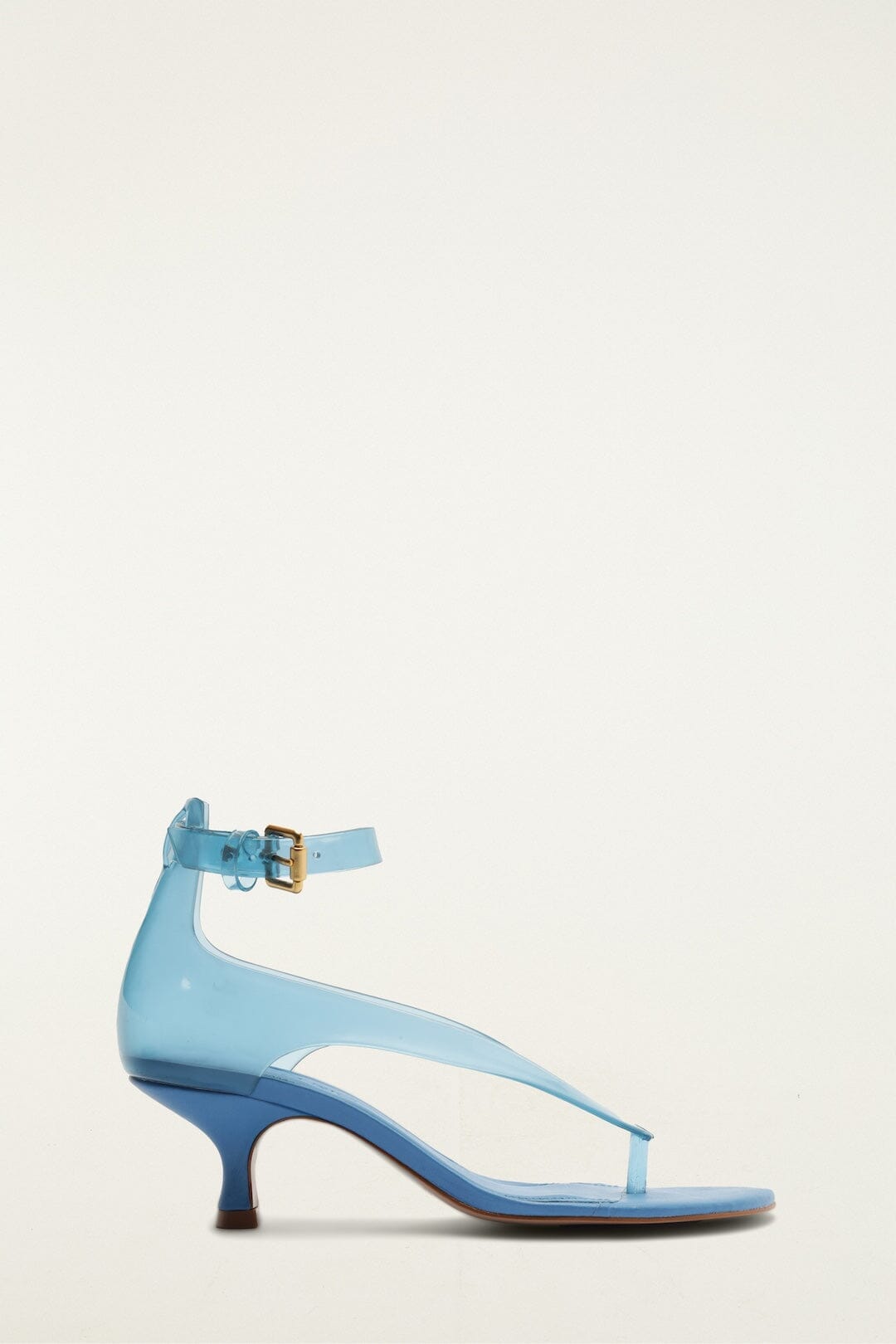 Sandales à talon bleu gelée
