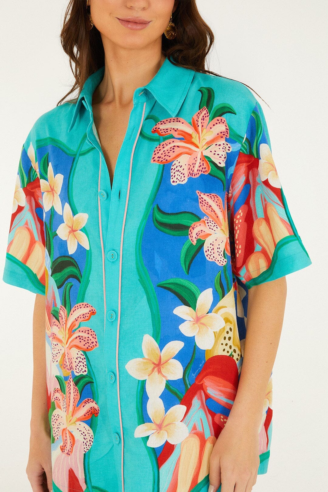 Multicolor Garden Of Life Scarf Lenzing Ecovero Euroflax Shirt