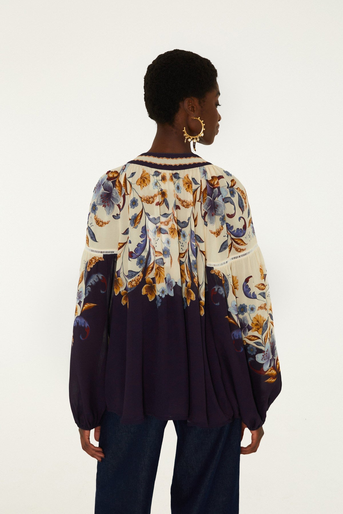 Golden Nature Ties Long Sleeve Blouse