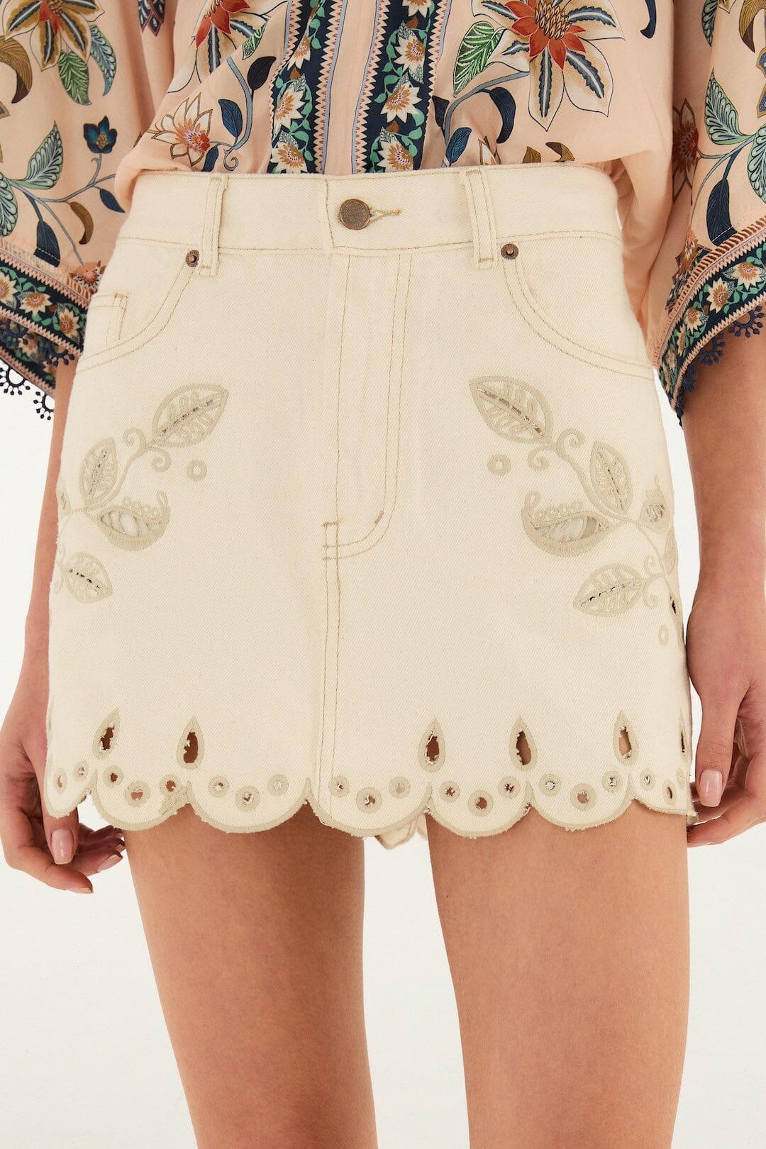 Off-White Canva Scallop Richelieu Skirt