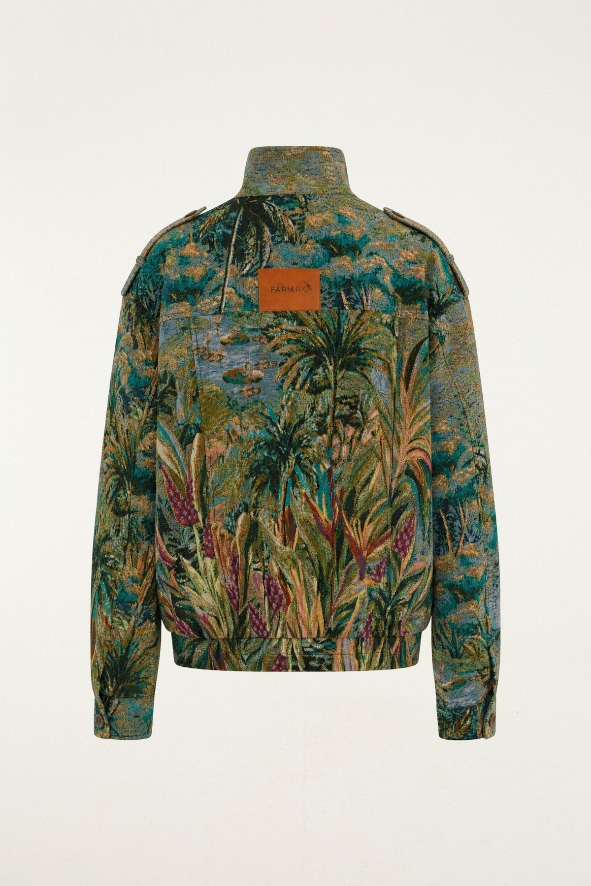Veste jacquard Petricor à col montant