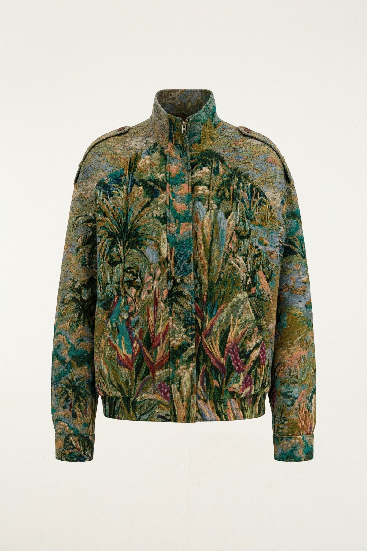 Veste jacquard Petricor à col montant
