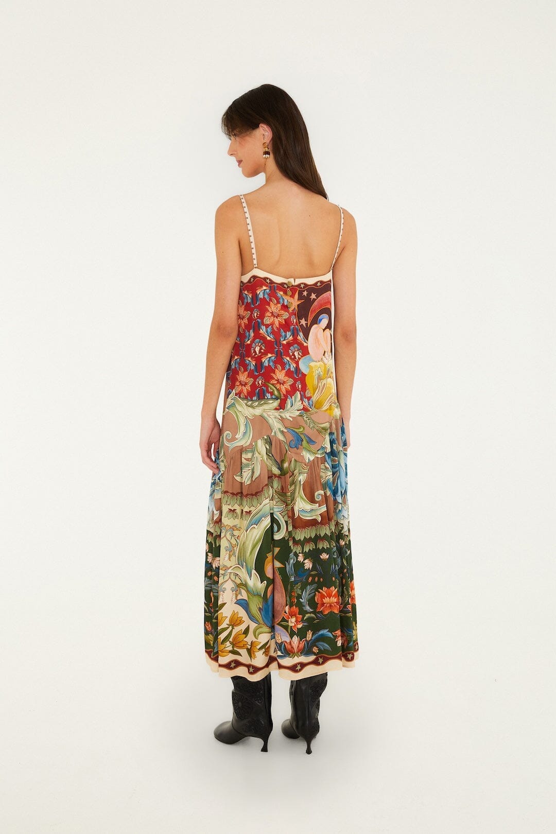 Abito lungo boho Lunar con spalline con perline