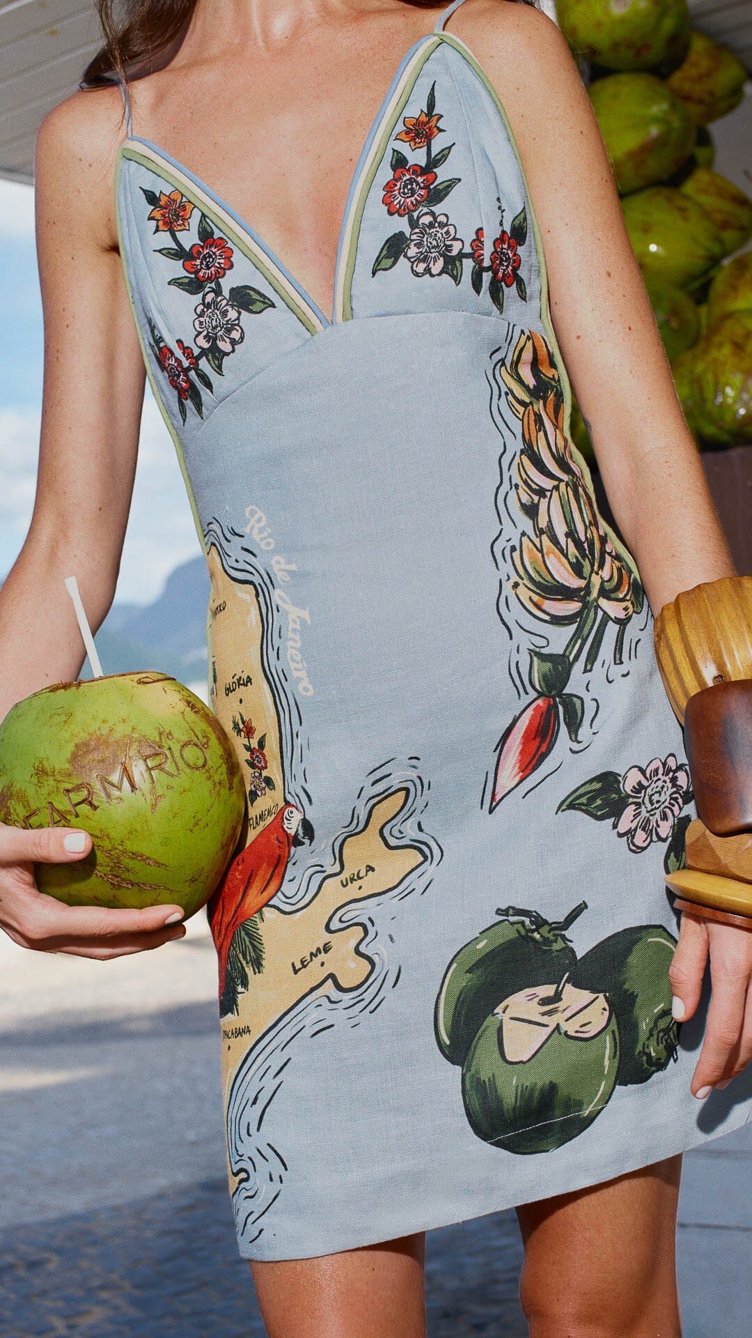 Blue Beaches Path Ballon Mini Dress