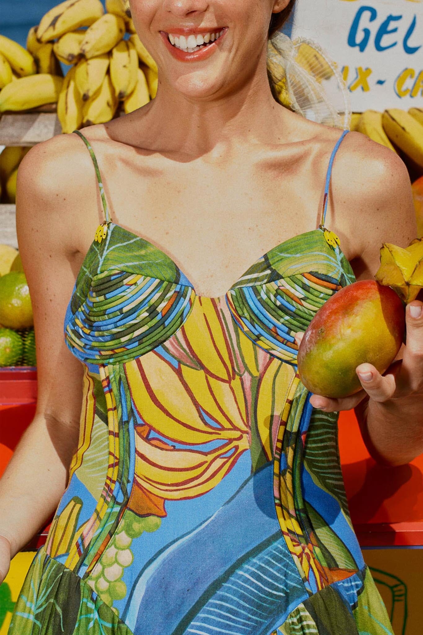 Blue Banana Grapes 3d Bodice Sleeveless Maxi Dress | FARM Rio