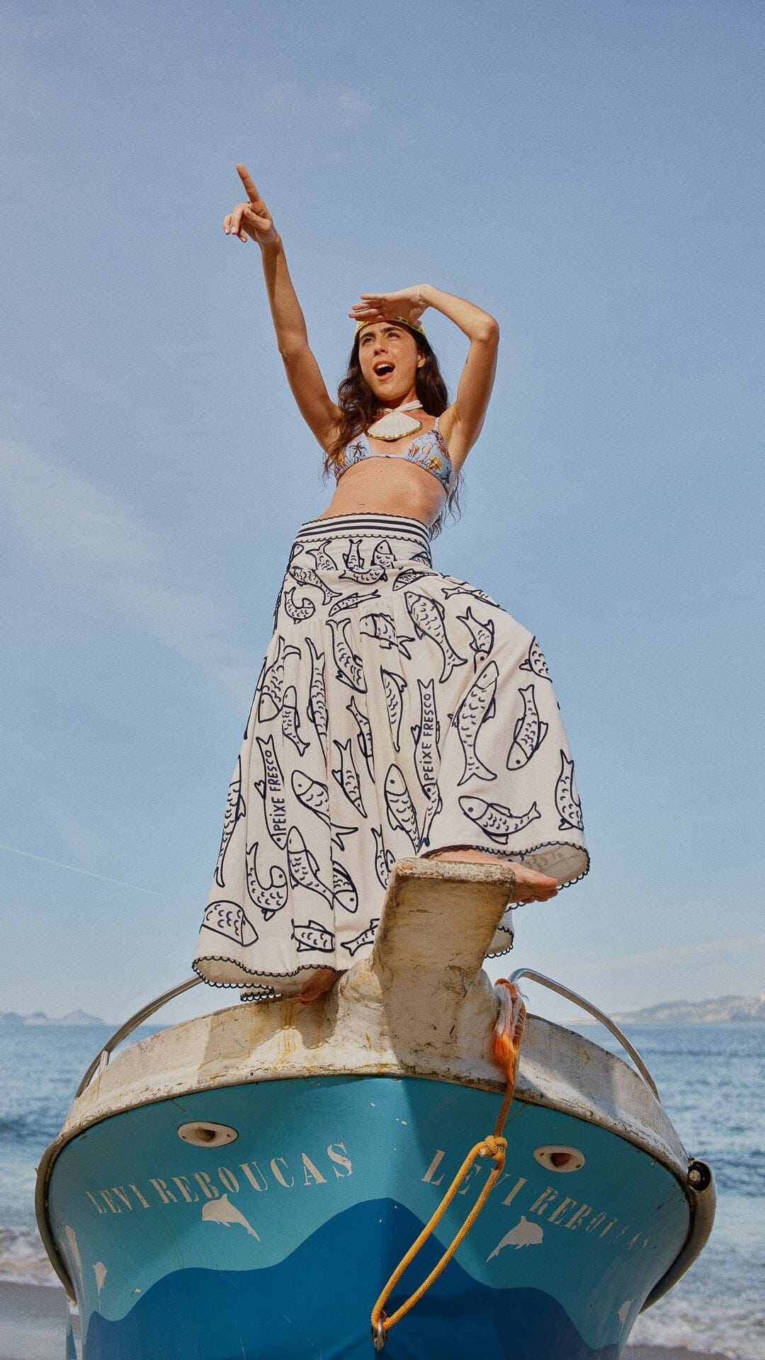 Off-White Fresh Fish Embroidered Midi Skirt
