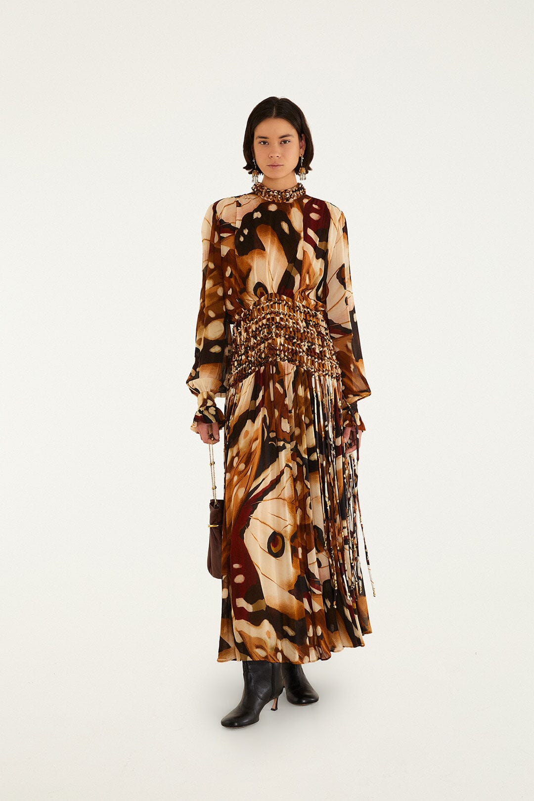 Borbofly Long Sleeve Macrame Maxi Dress