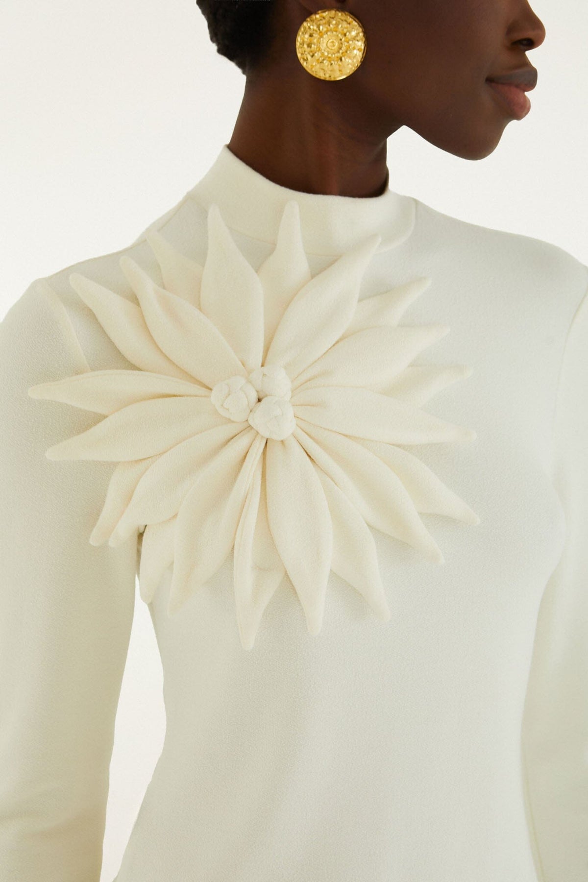 FARM Rio model wearing the 3d Flower Long Sleeve Blouse