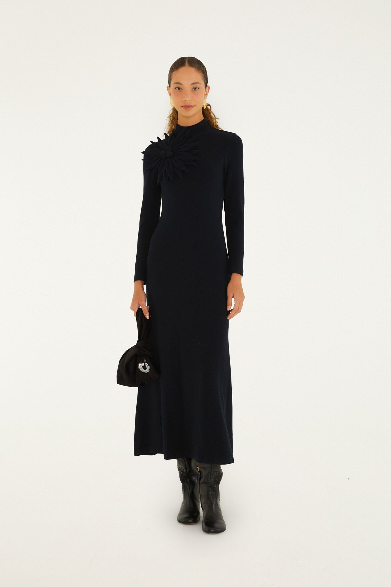 3d Flower Long Sleeve Maxi Dress | FARM Rio