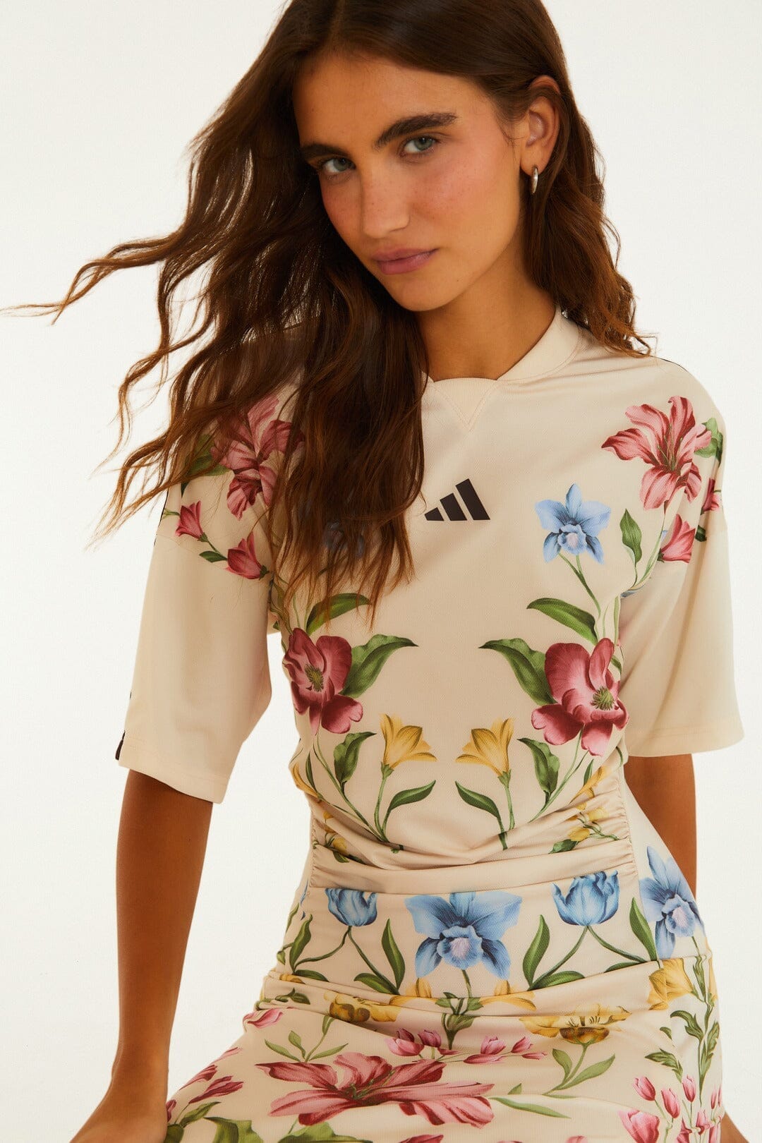 Abito midi Adidas floreale color bianco sporco Ainika