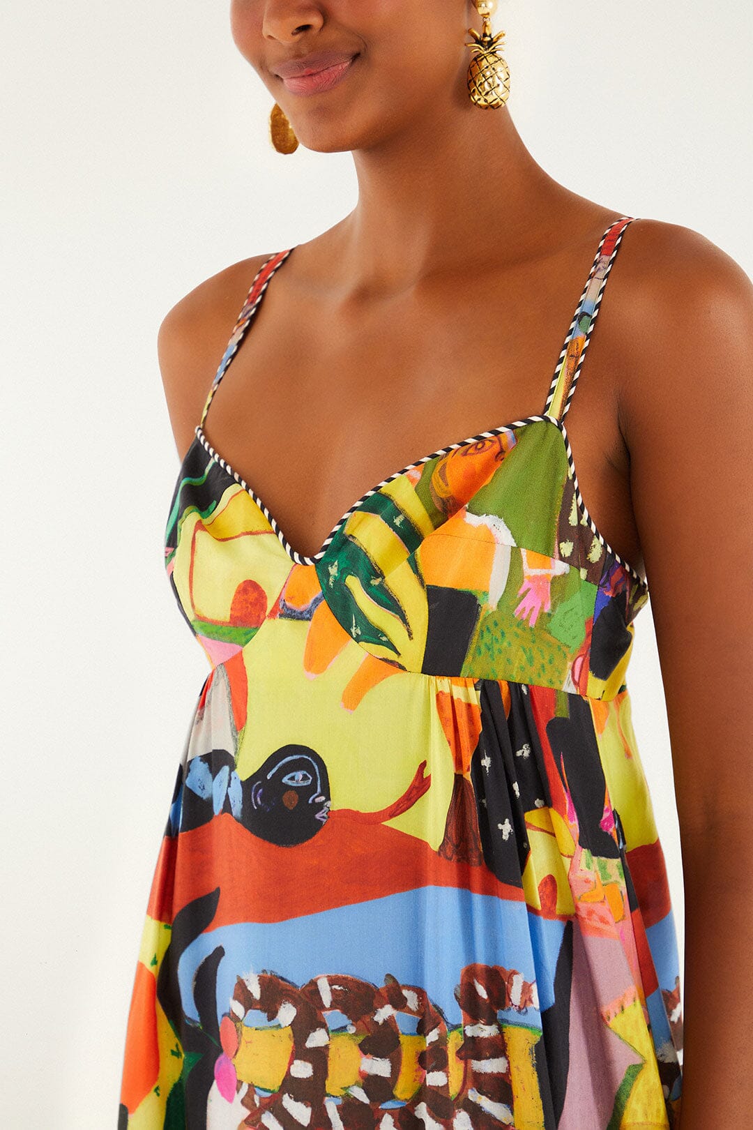 FARM Rio model wearing the Ana Leovy Farm Rio Sleeveless Maxi Dress