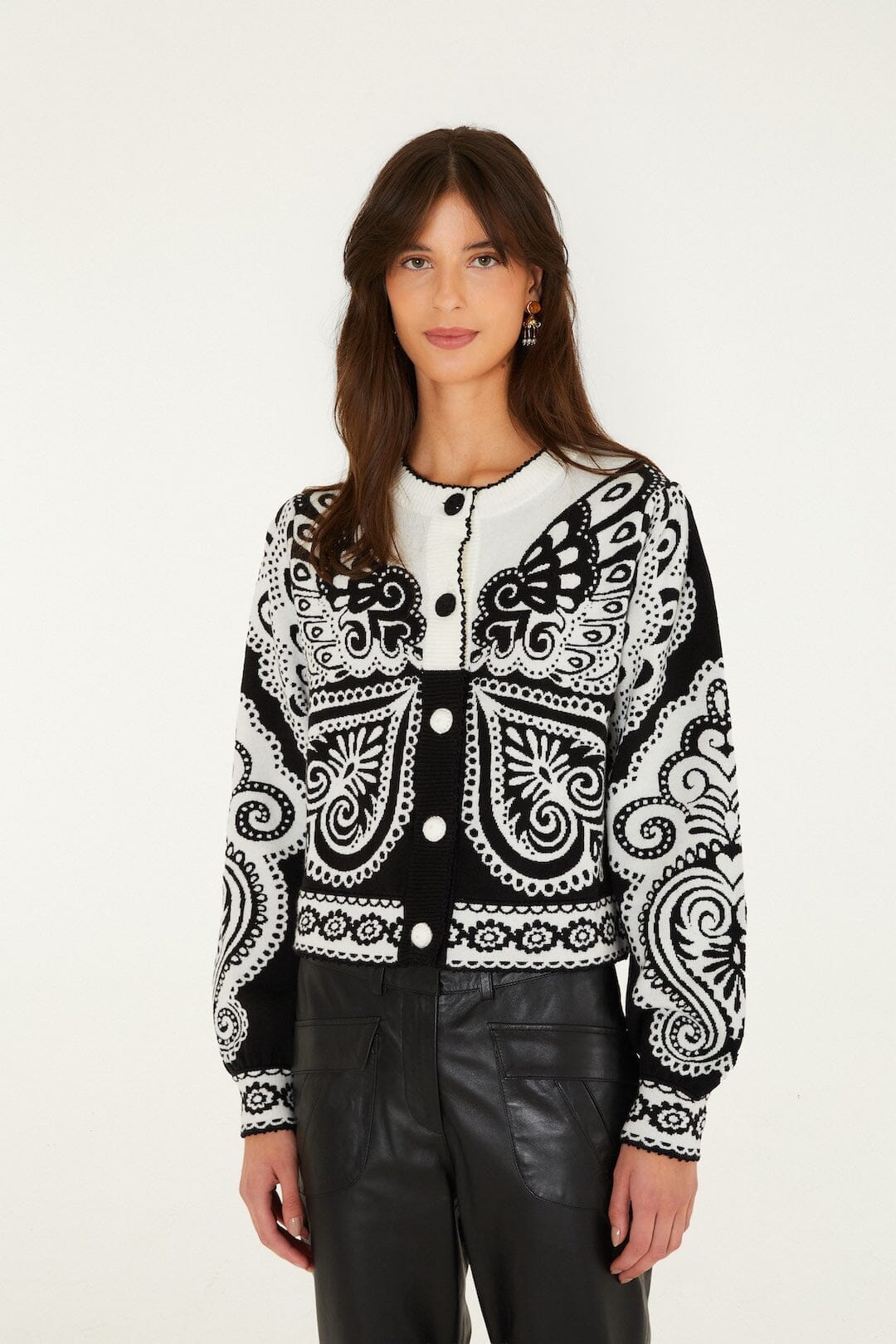Arabesken-Schmetterling Strickjacke mit Knöpfen