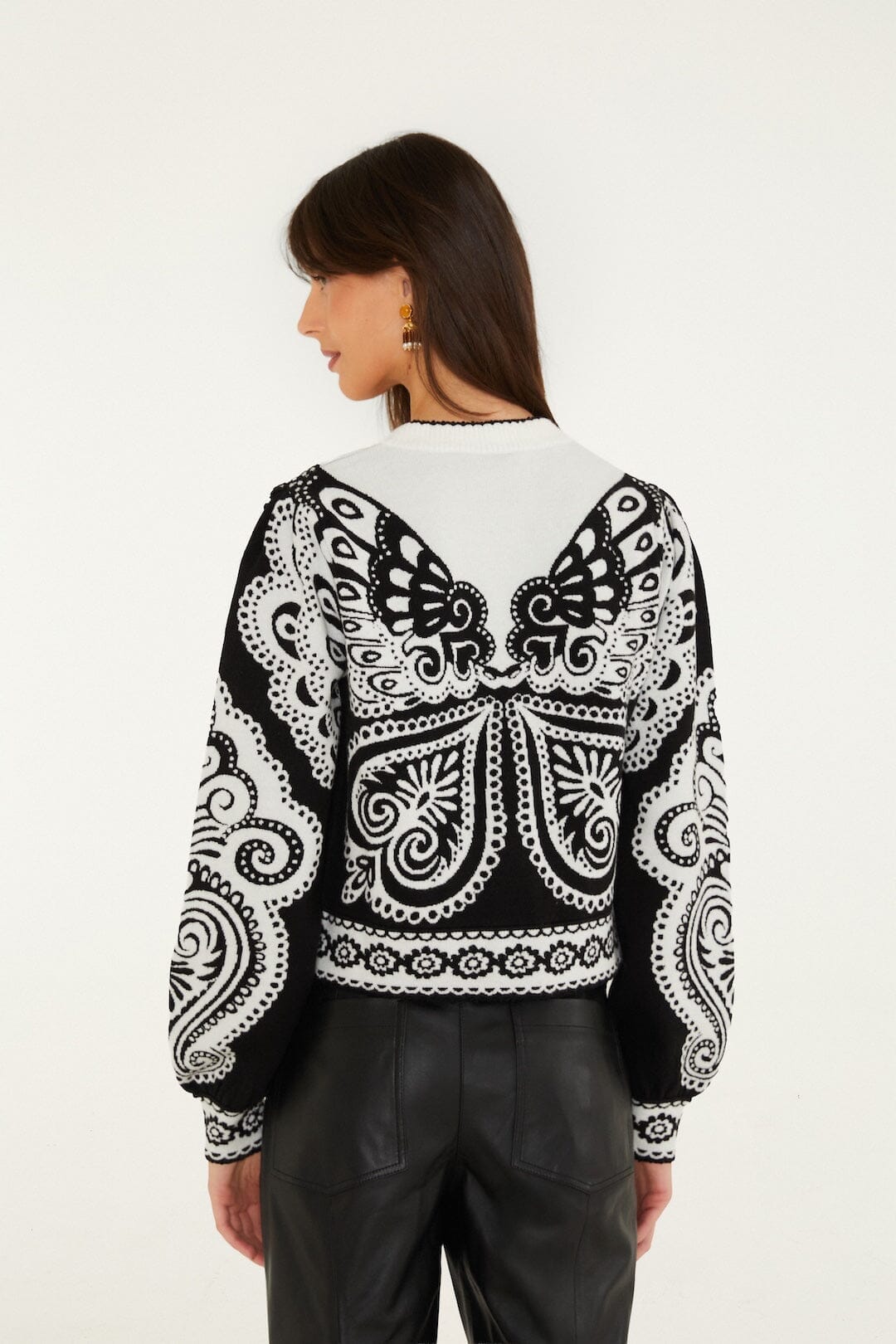 Arabesken-Schmetterling Strickjacke mit Knöpfen