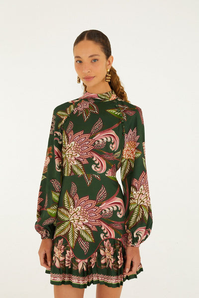 brown bright flora long sleeve mini dress from farm rio Dresses – this mini dress features BFDISCOUNT Black Women Suits Slim Color:SODALITE BLUE
