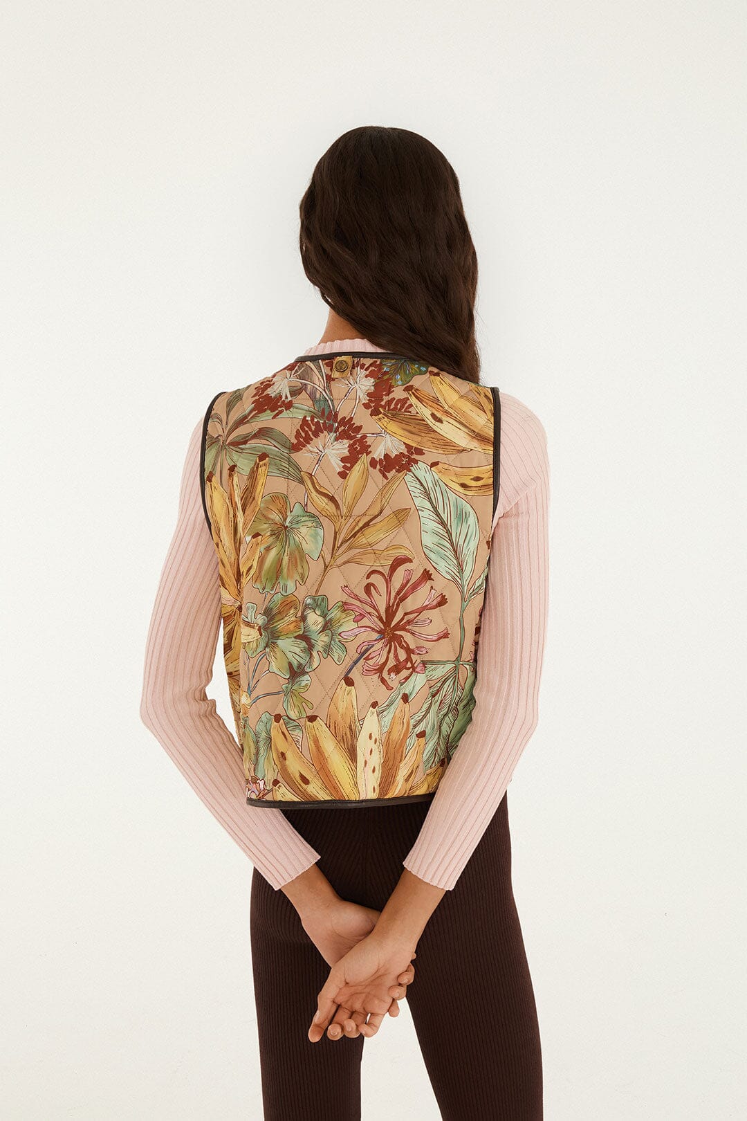 FARM Rio model wearing the Banana Groove Gilet Vest