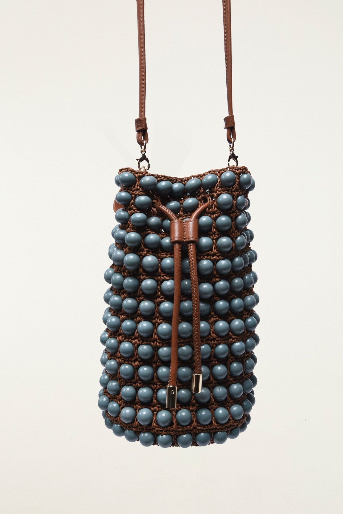 Beaded Macrame Bucket Bag