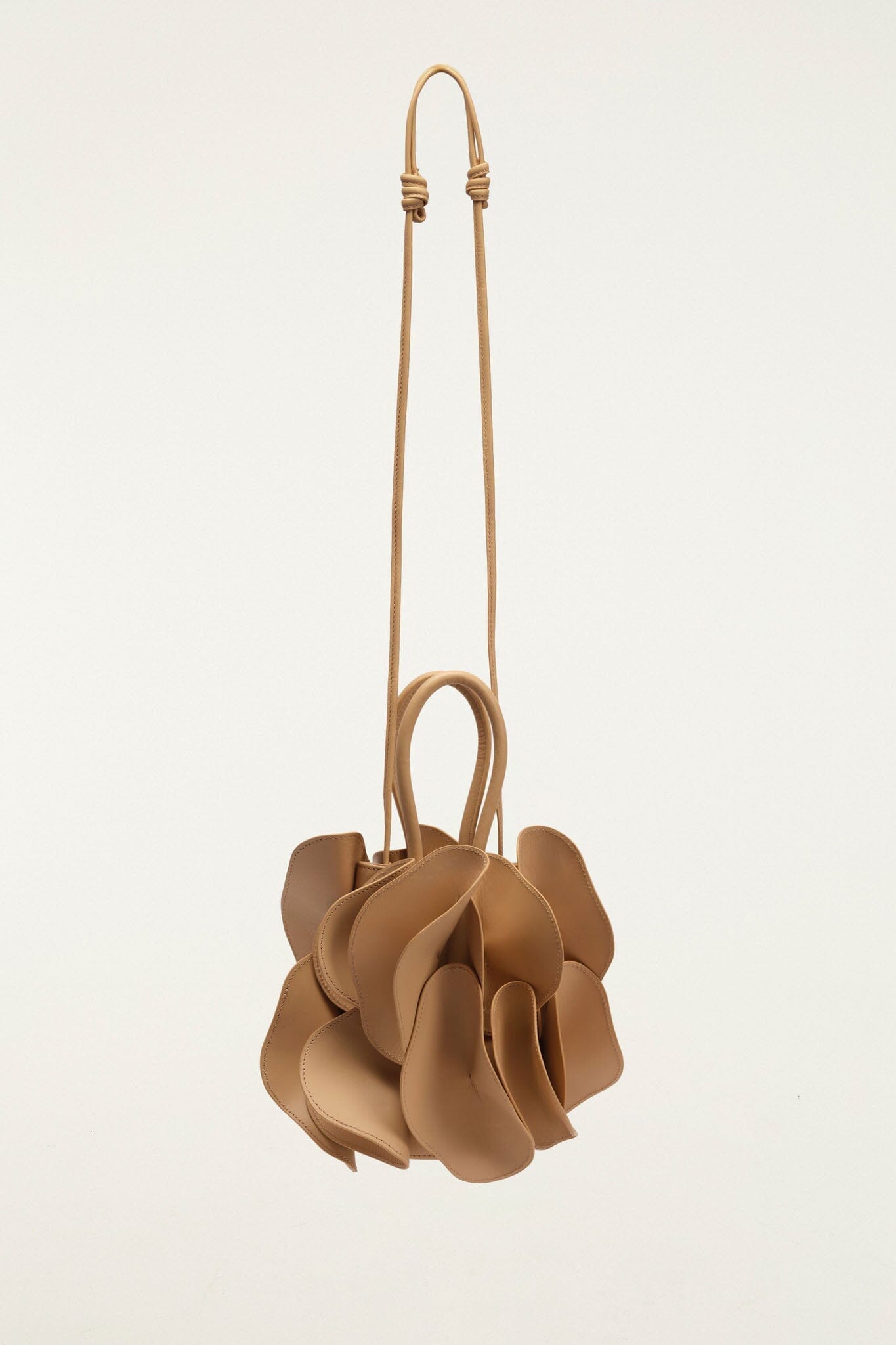Beige Leather Flower Handbag