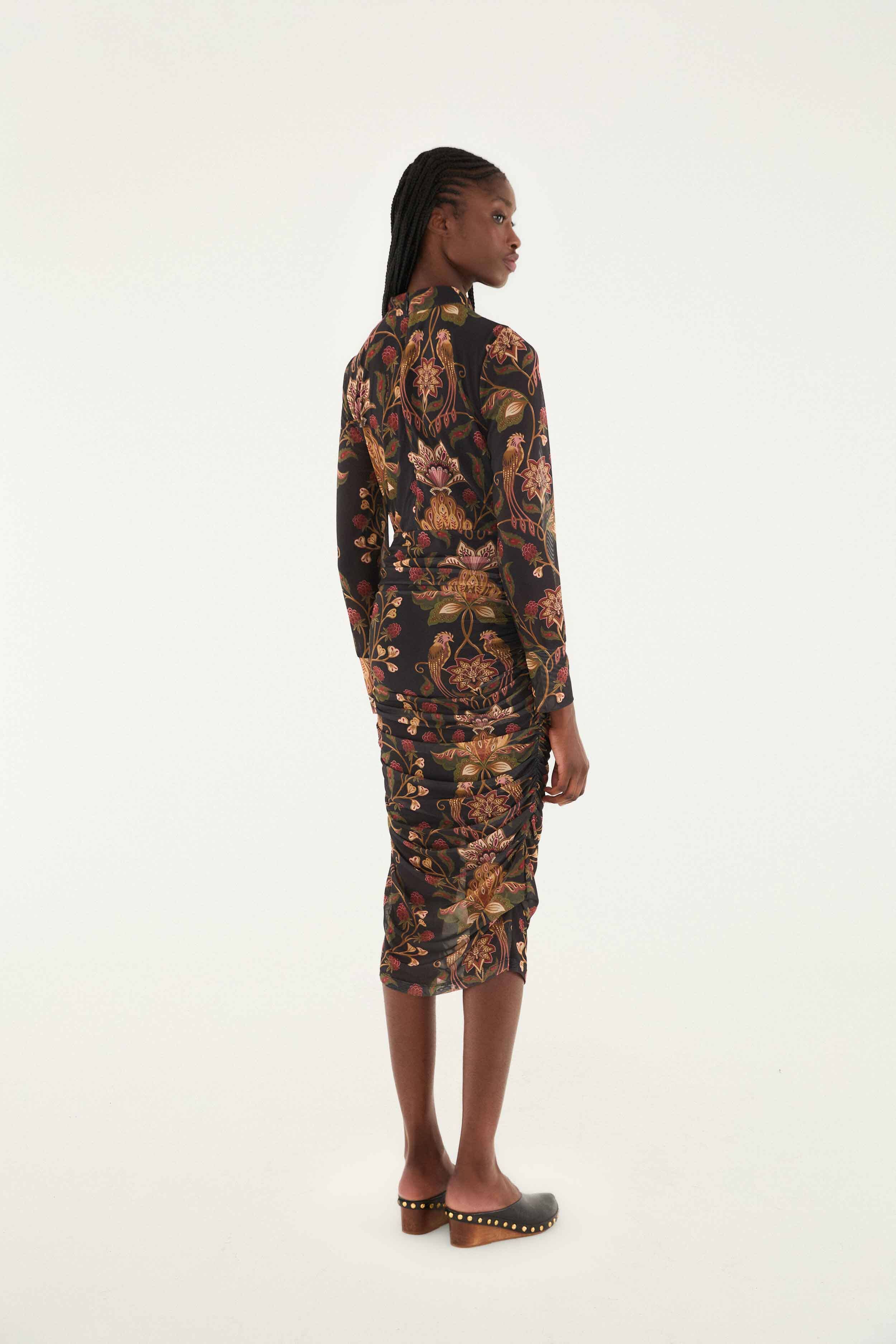 Black Berry Garden Tulle Midi Dress | FARM Rio