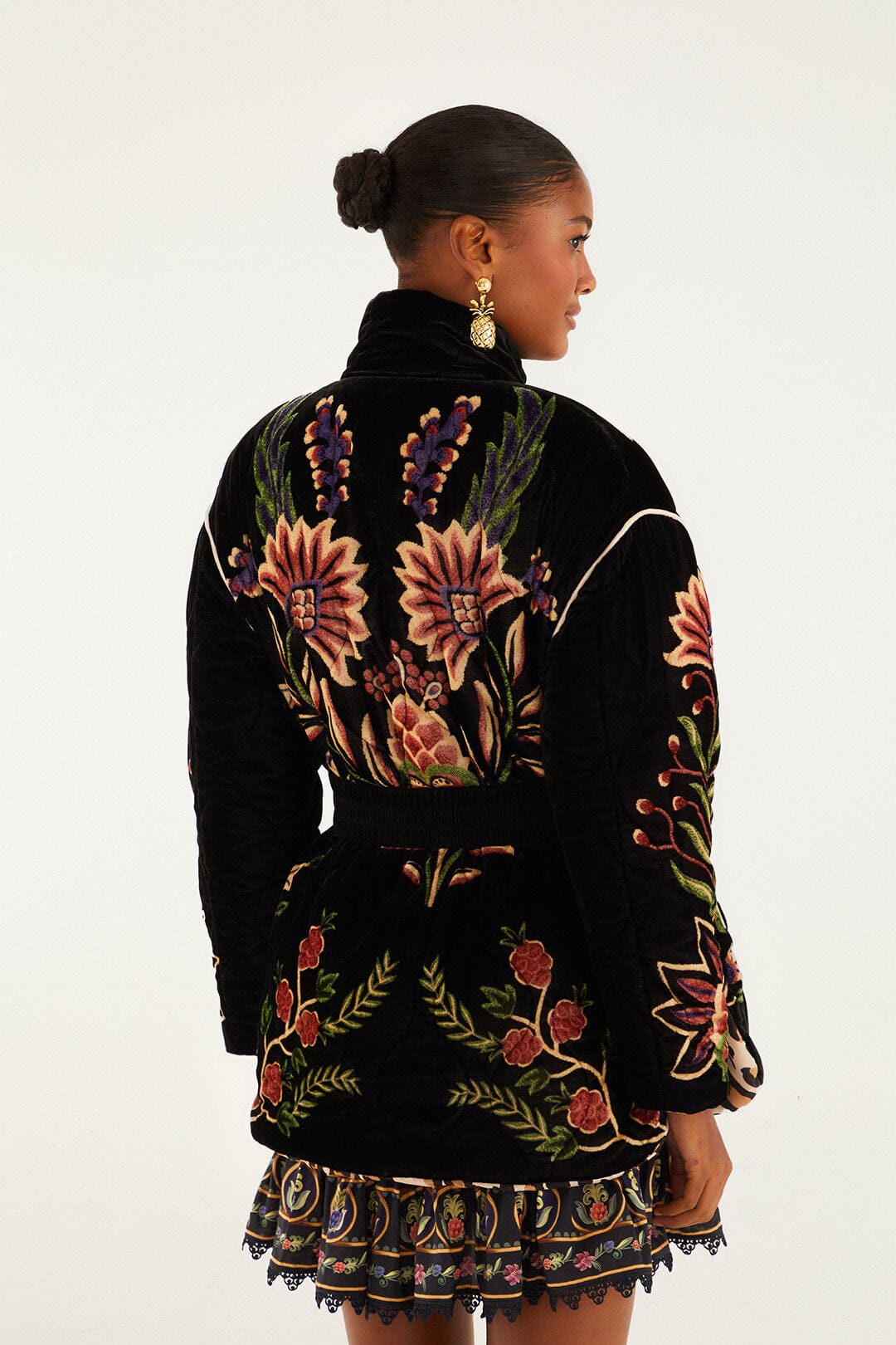 Black Marvelous Garden Puffer Jacket | FARM Rio Black Marvelous Garden Puffer Jacket | FARM Rio