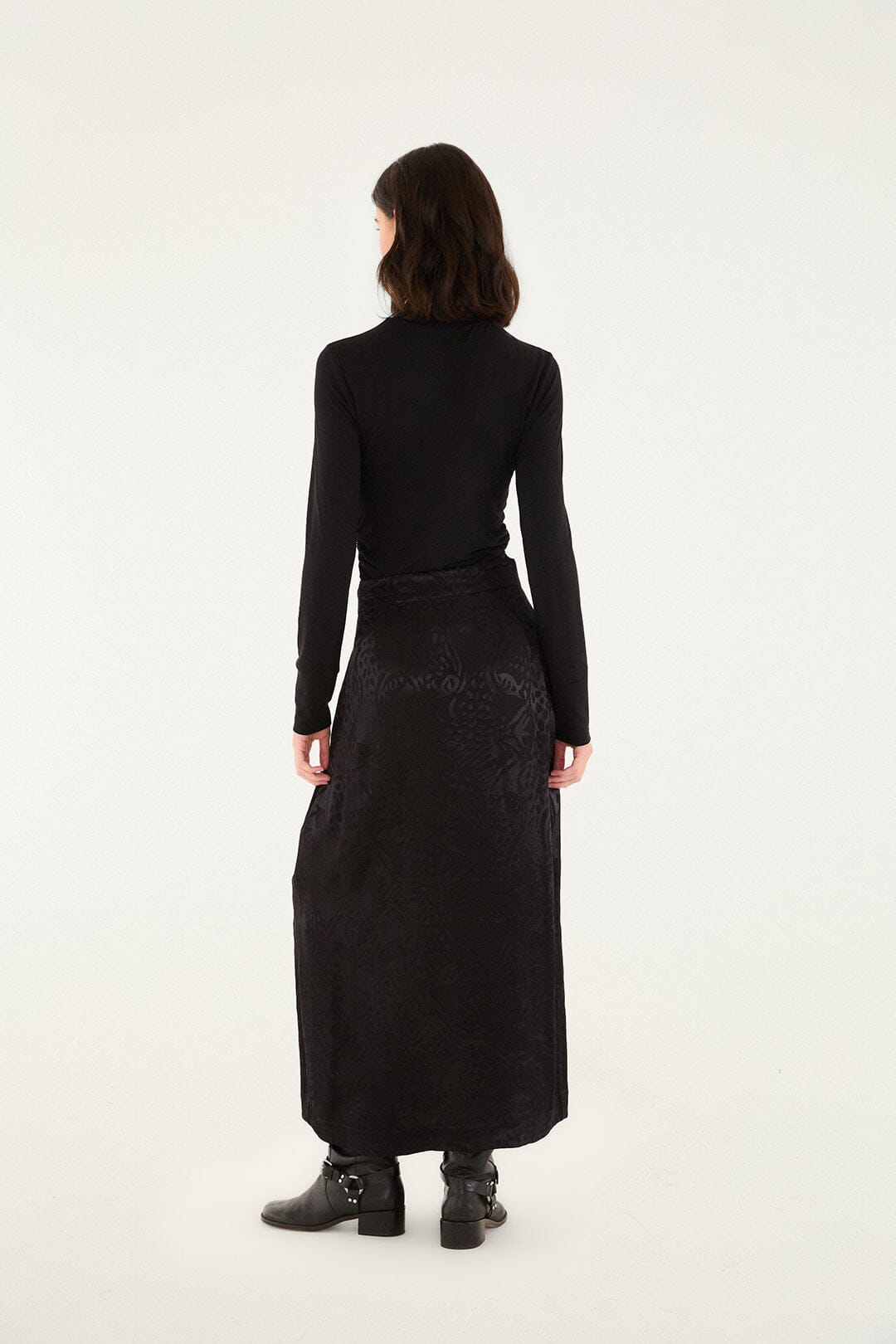 Black Midnight Leopards Jacquard Maxi Skirt | FARM Rio