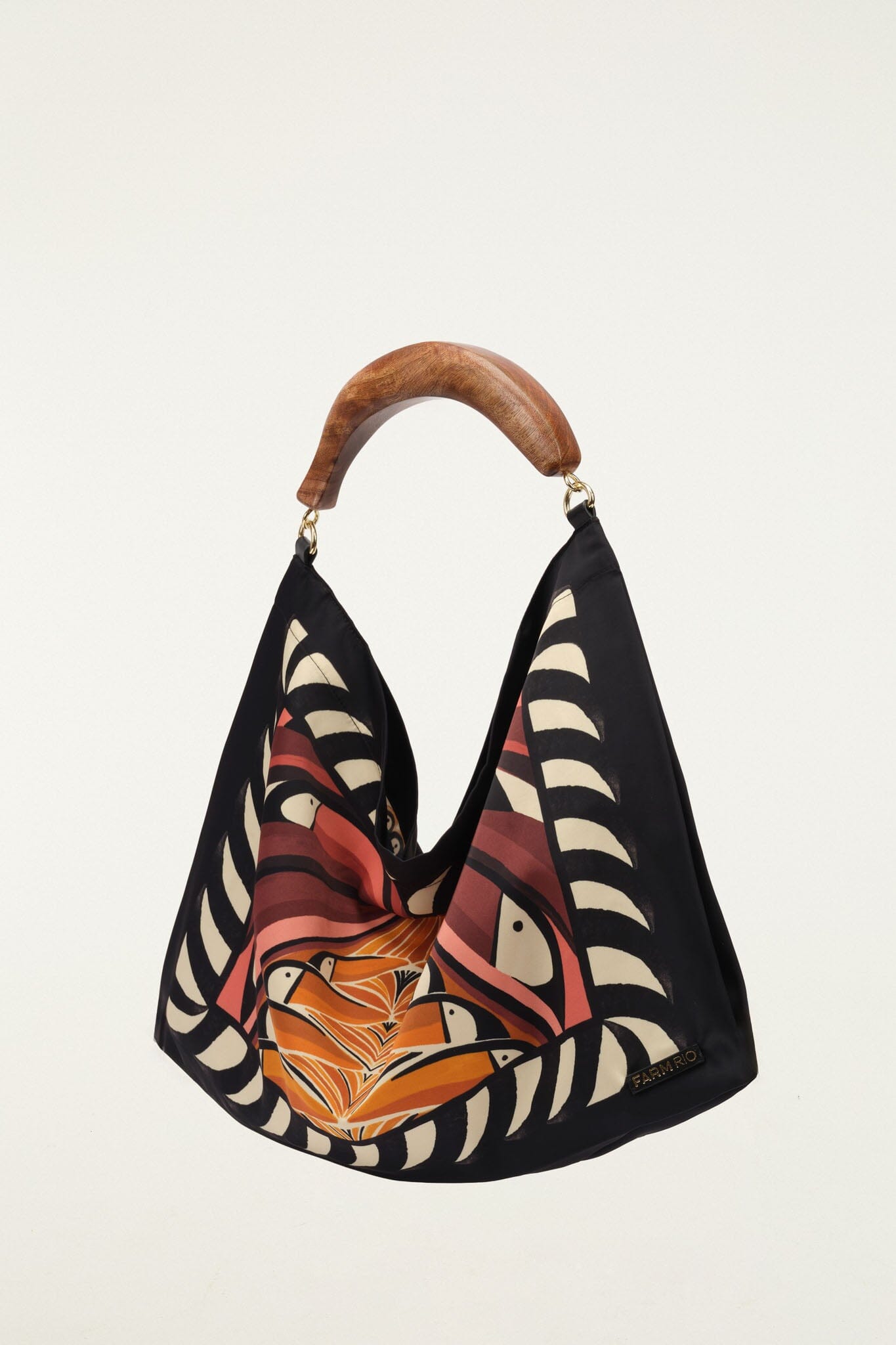 FARM Rio model wearing the Black Satin Small Scarf Bag 