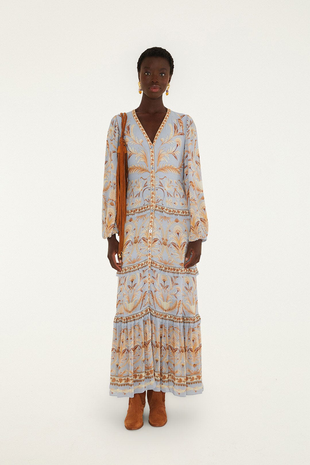 FARM Rio model wearing the Blooming Garden Maxi Dress