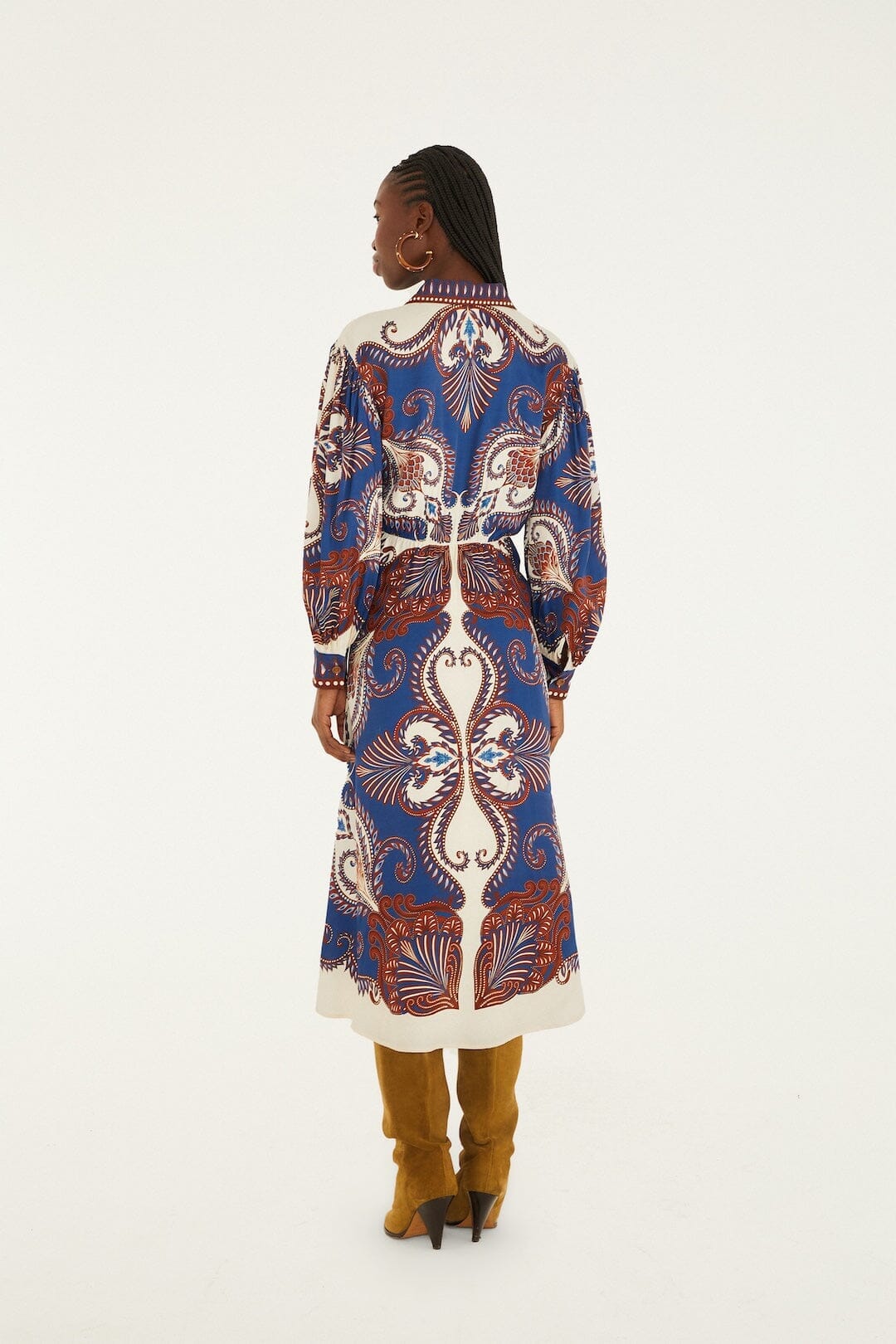 farm rio navy blue jungle scarf midi dress Jungle Scarf Navy Midi Dress