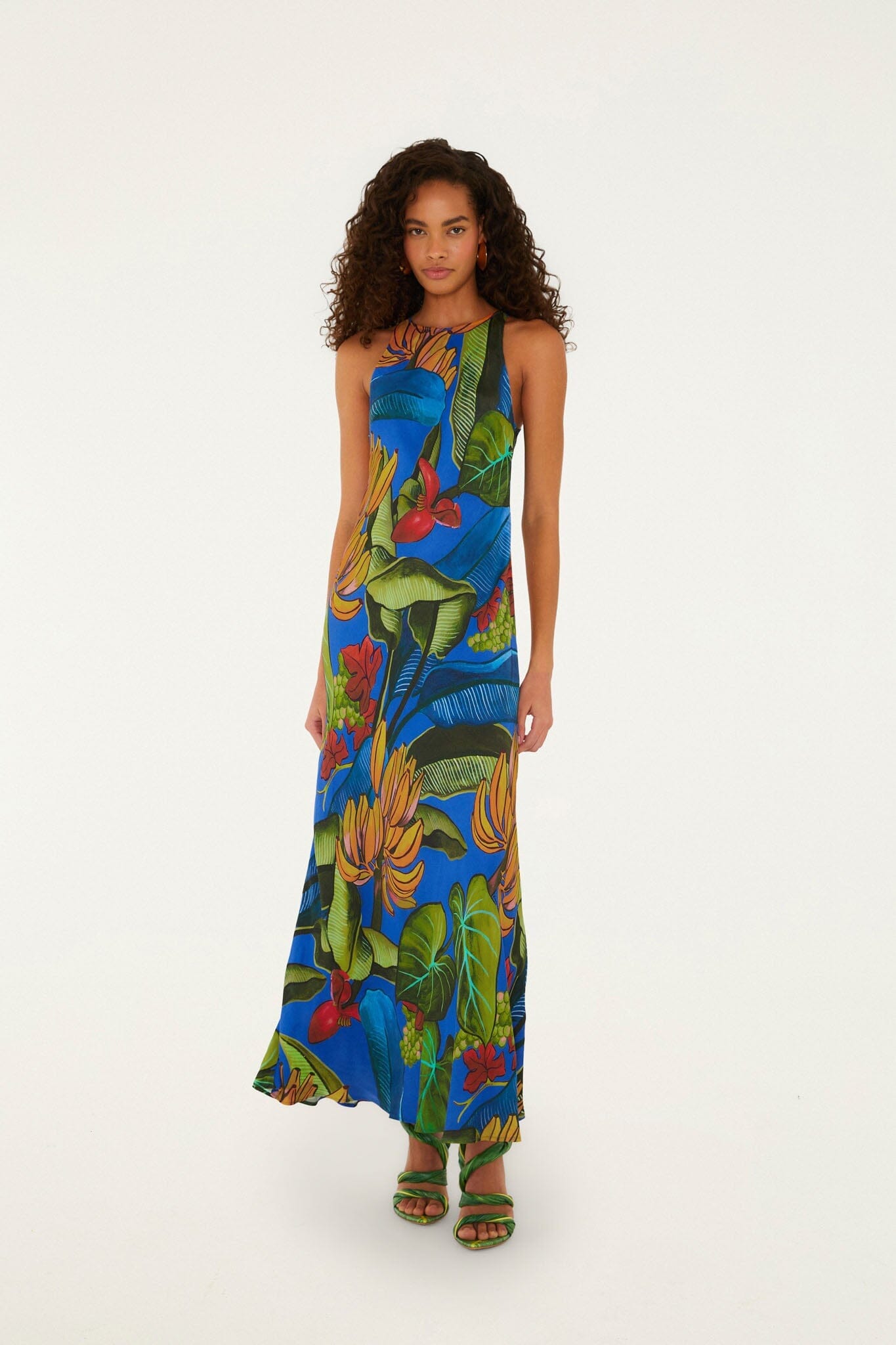 Blue Banana Grapes Sleeveless Lenzing Ecovero Maxi Dress