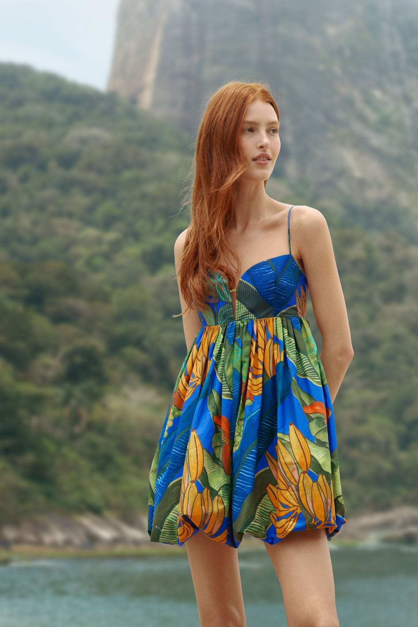 Blue Banana Grapes Sleeveless Organic Cotton Mini Dress