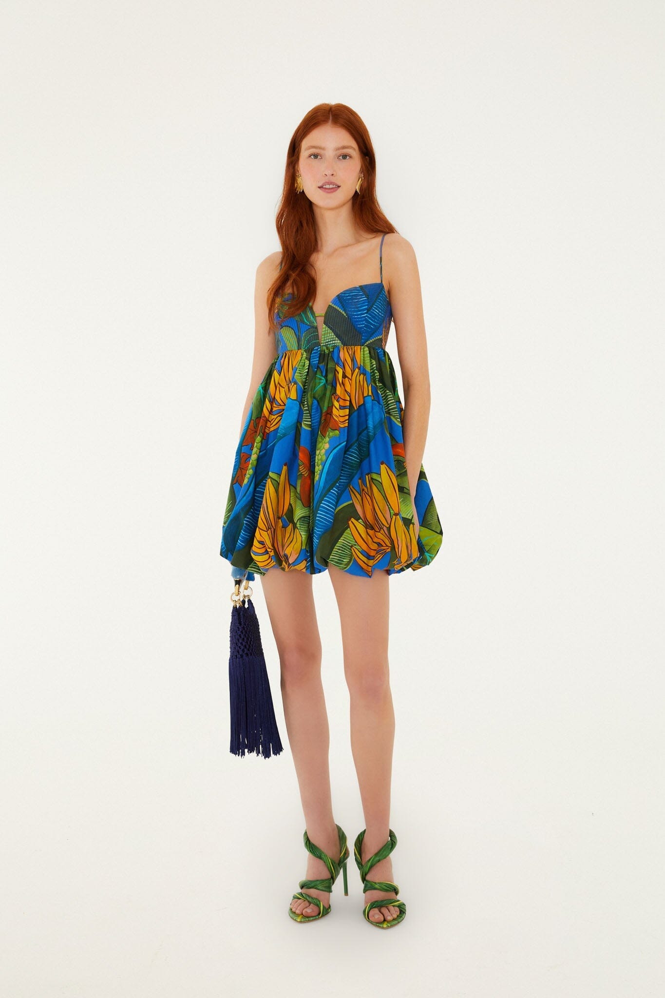 Blue Banana Grapes Sleeveless Organic Cotton Mini Dress