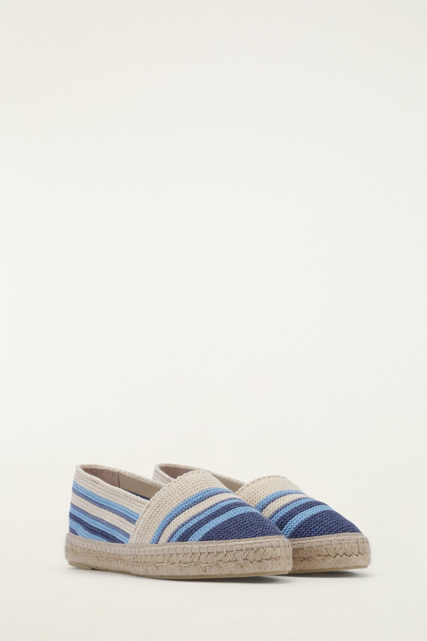 FARM Rio model wearing the Blue Crochet Farm Rio Espadrille Loafer