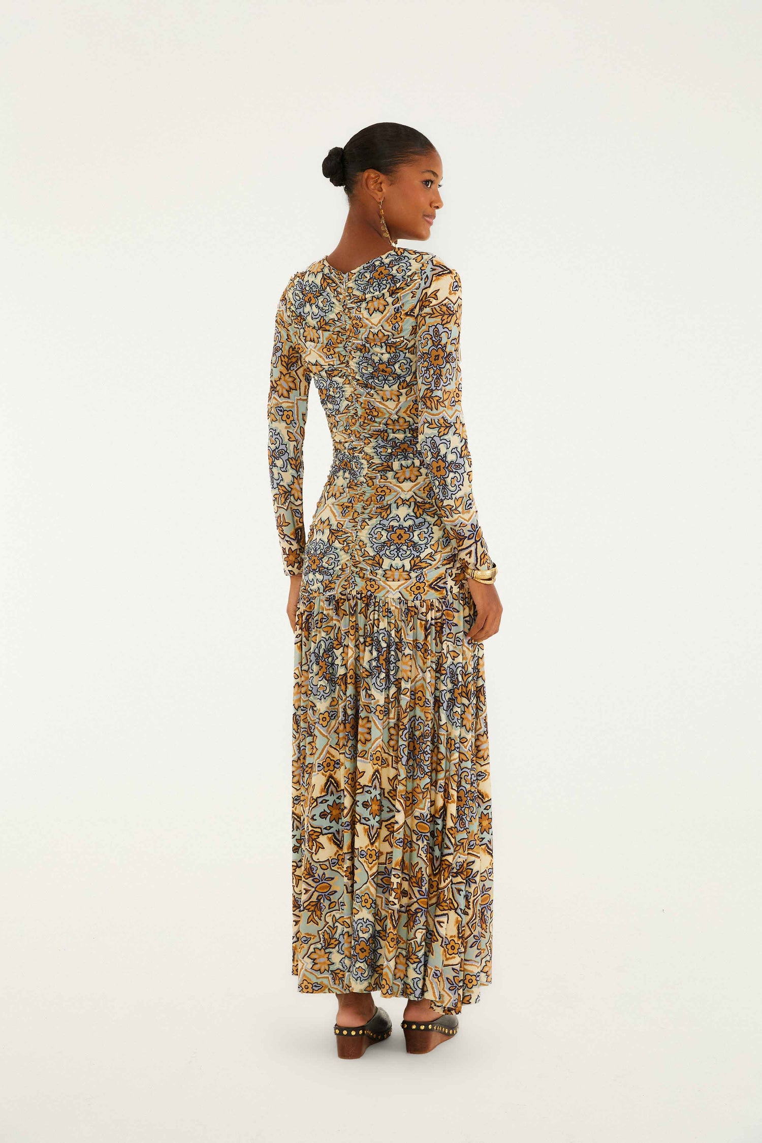 Blue Winter Tapestry Long Sleeve Maxi Dress | FARM Rio Blue Winter Tapestry Long Sleeve Maxi Dress | FARM Rio