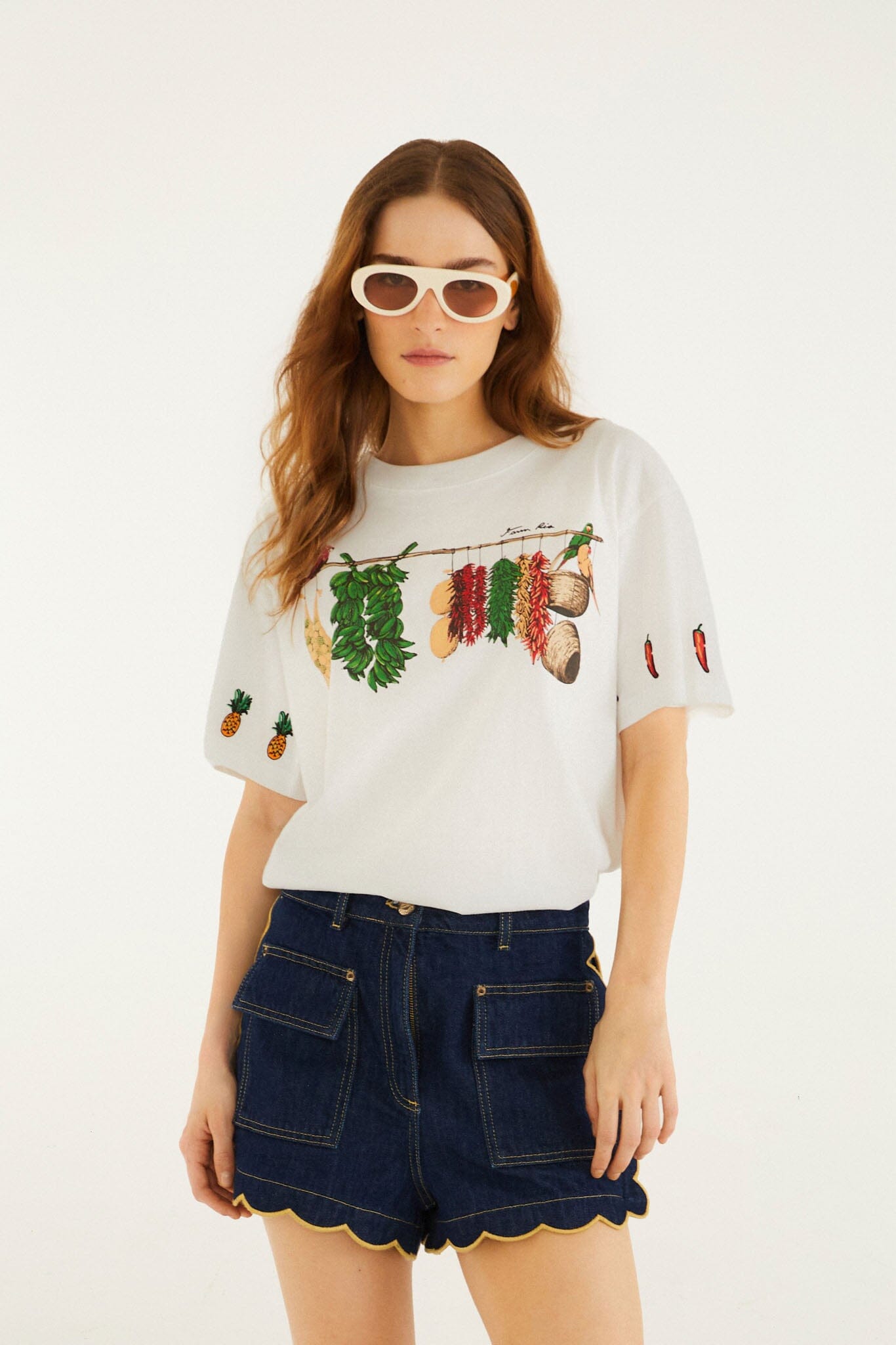 FARM Rio model wearing the Brazilian Bodega Relaxed T-Shirt