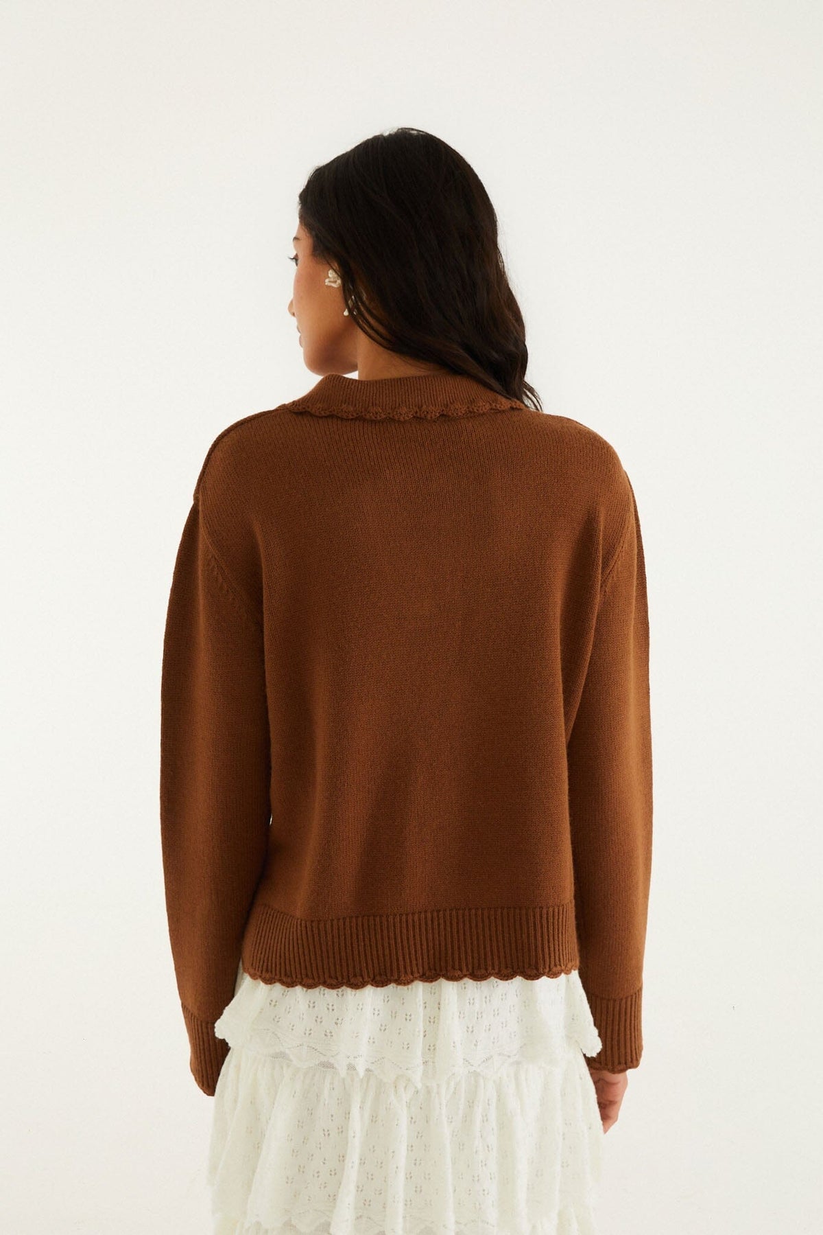 Jersey de punto con cuello y vaca Countryside color marrón