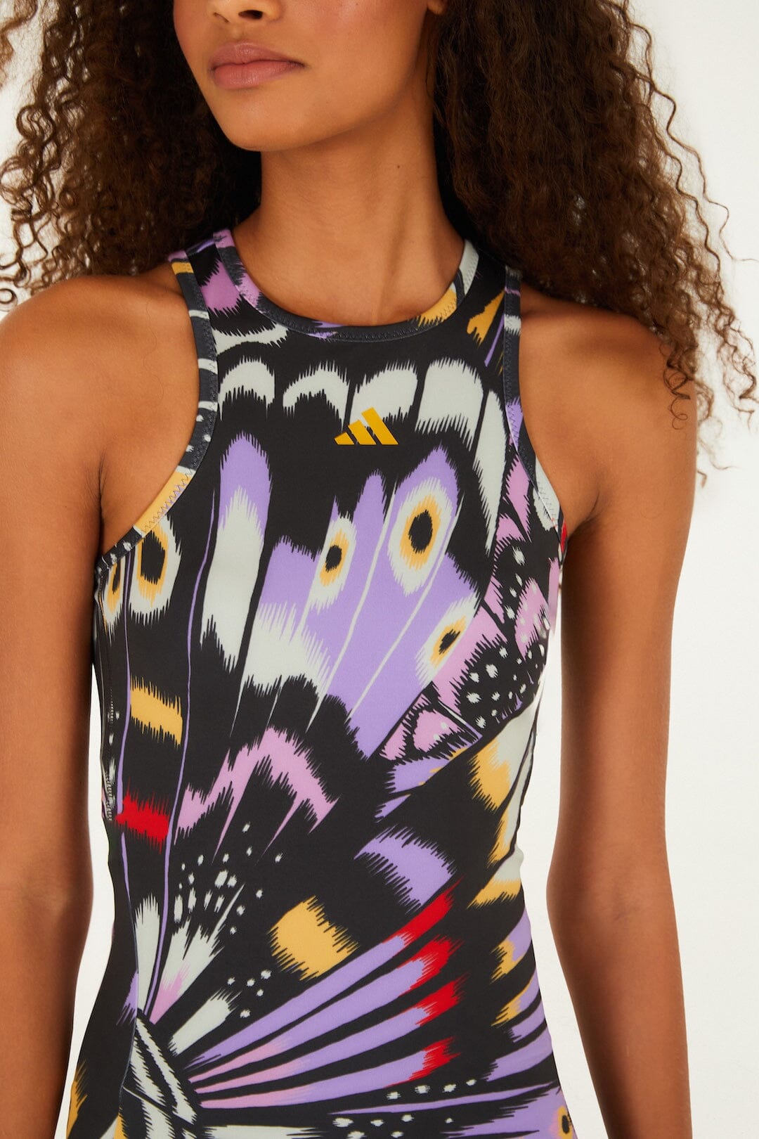 FARM Rio model wearing the Colorfly Lilac Adidas Dress