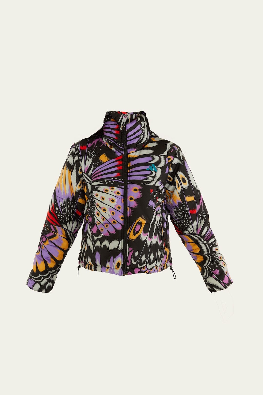 FARM Rio model wearing the Colorfly Lilac Adidas Puffer Jacket