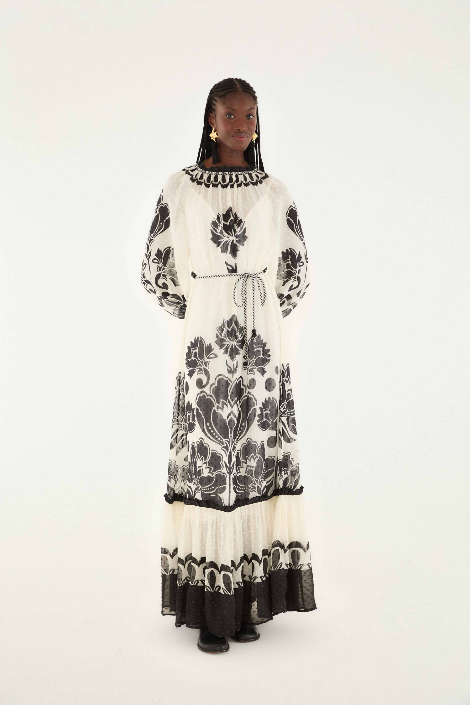 farm rio cream winter garden ruffle maxi dress FARM Rio | Dresses | Farm Rio Cream Winter Garden Ruffle Maxi Dress