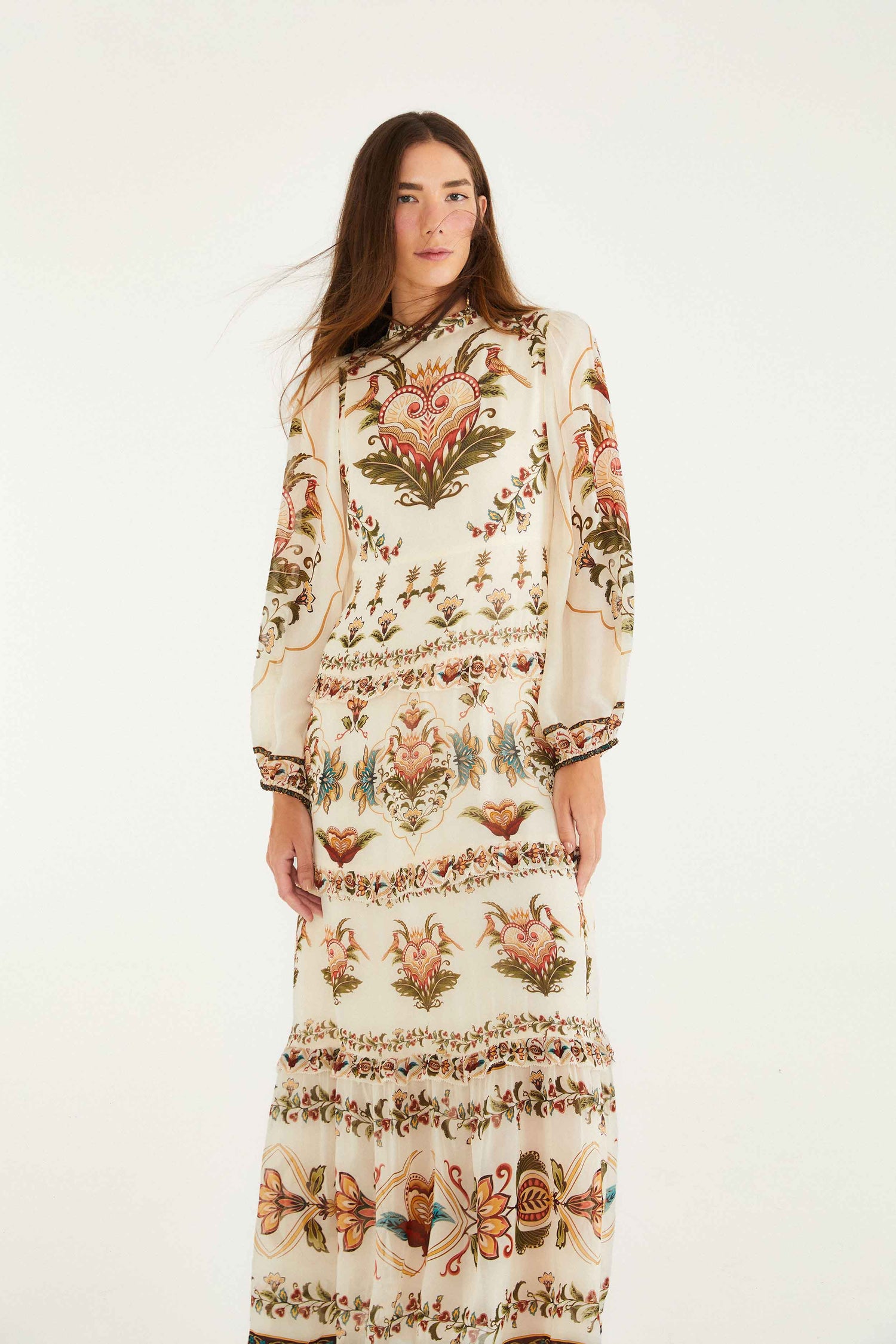 farm rio cream winter garden ruffle maxi dress Cream Winter Garden Ruffle Maxi Dress FARM Rio