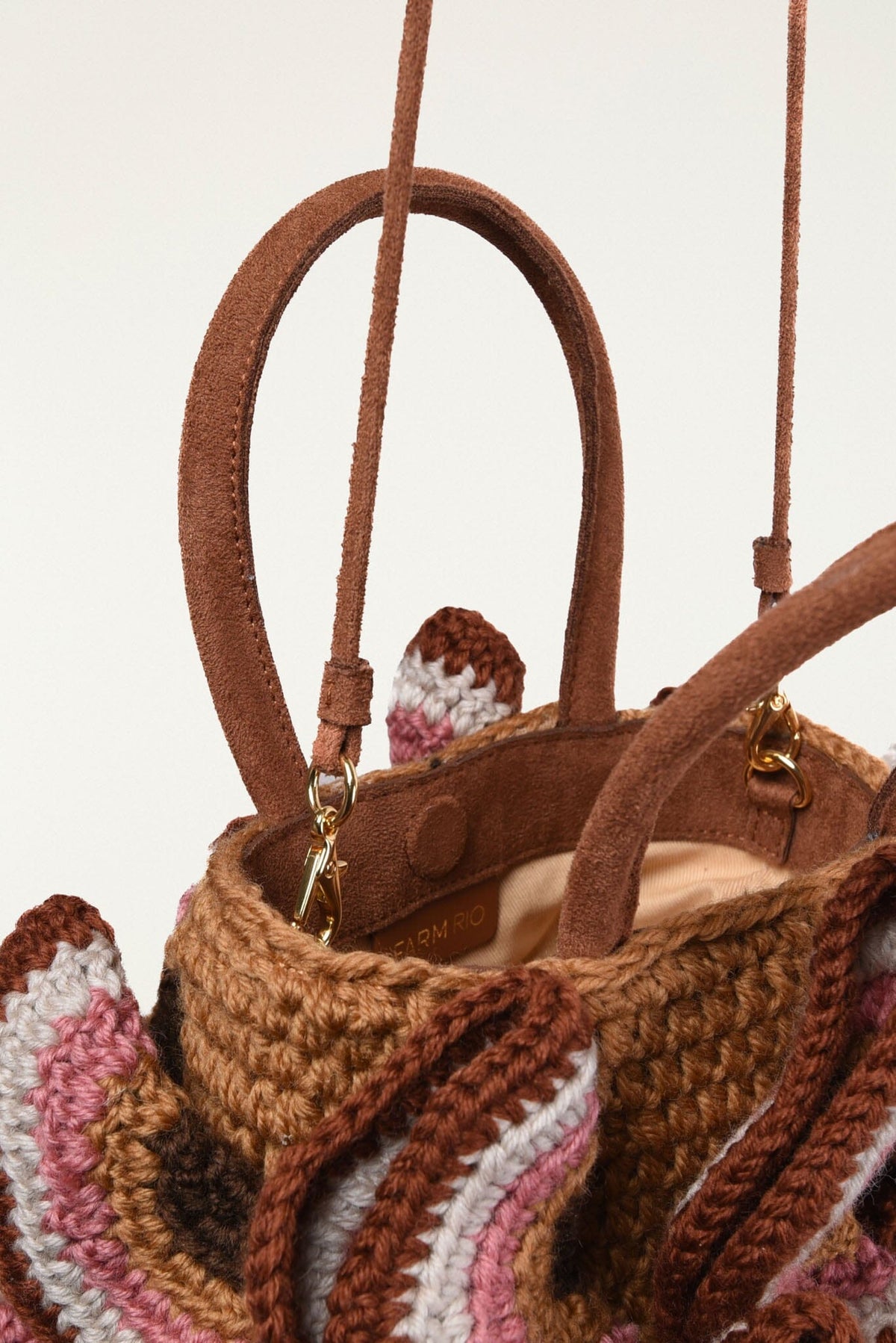FARM Rio model wearing the Crochet Flower Handbag