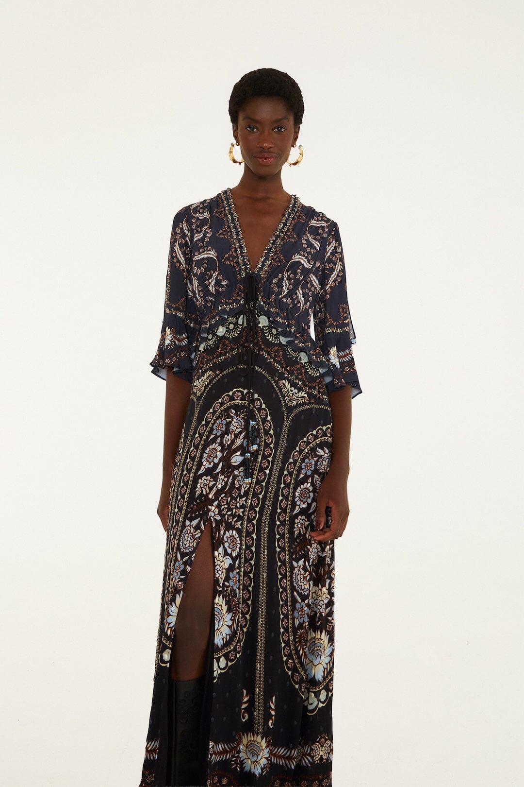 Daniela Short Sleeve Ruffled Maxi Dress