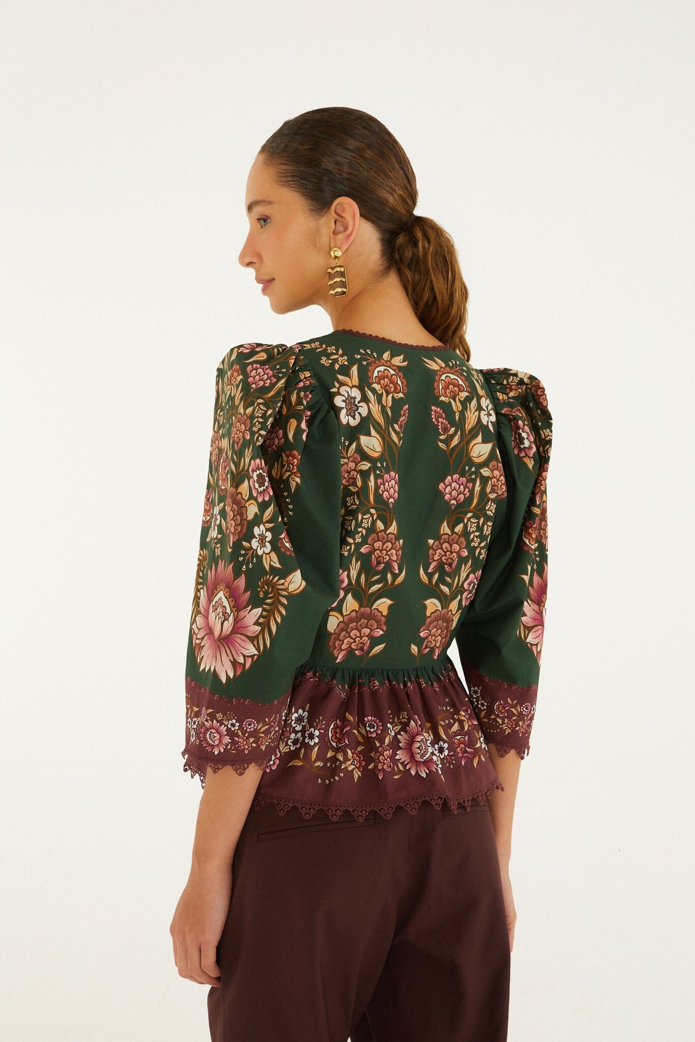 Daniela Bluse mit Puffärmeln aus Spitze
