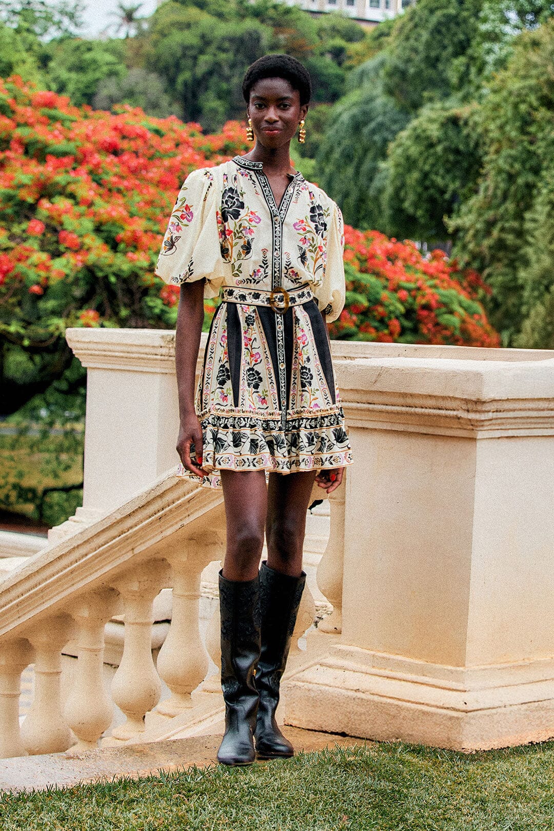 FARM Rio model wearing the Delicate Floral Mini Dress