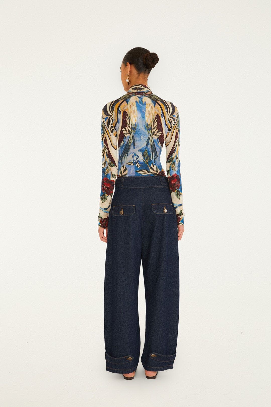 FARM Rio model wearing the Denim Cargo Pants