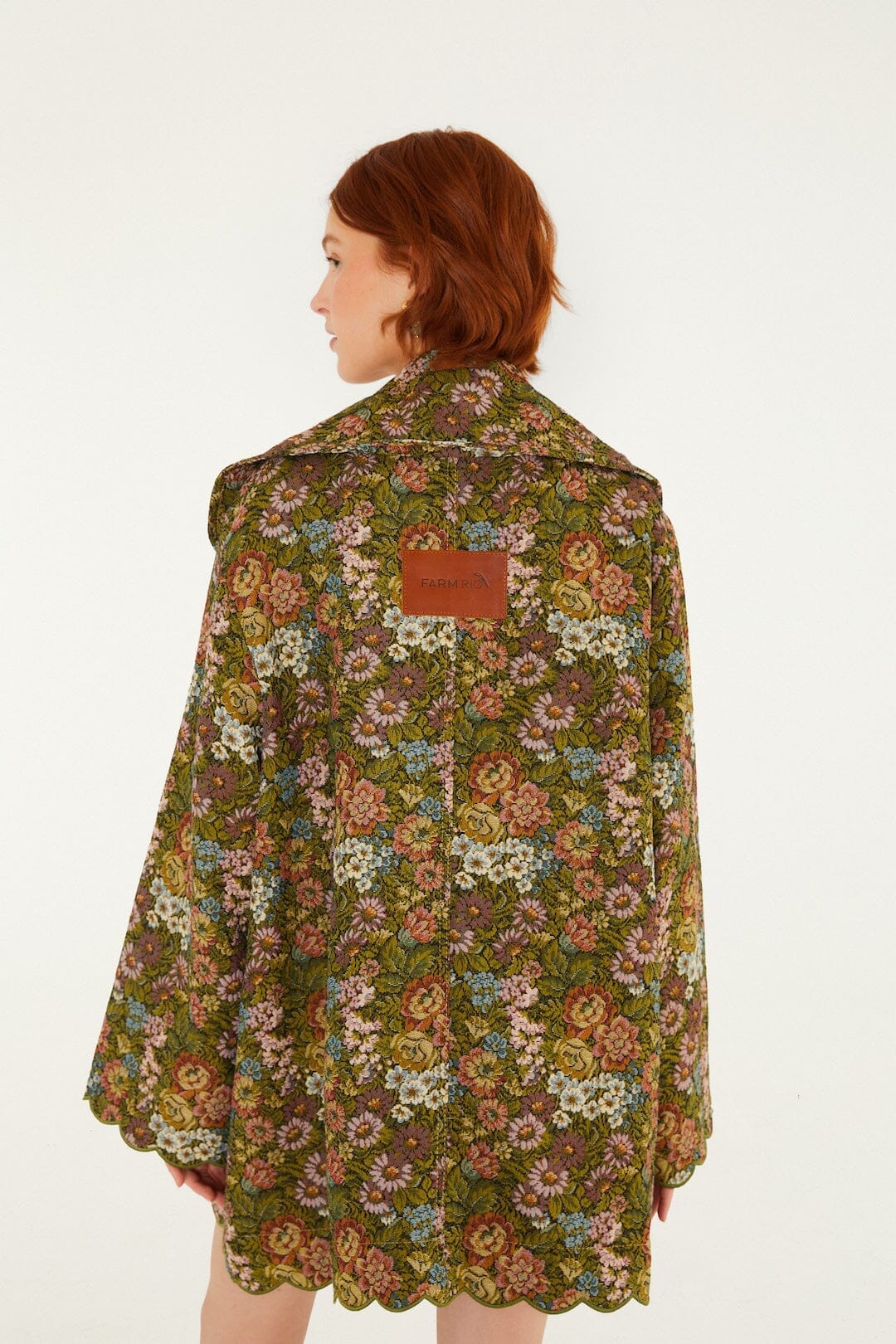Trench à revers en jacquard floral