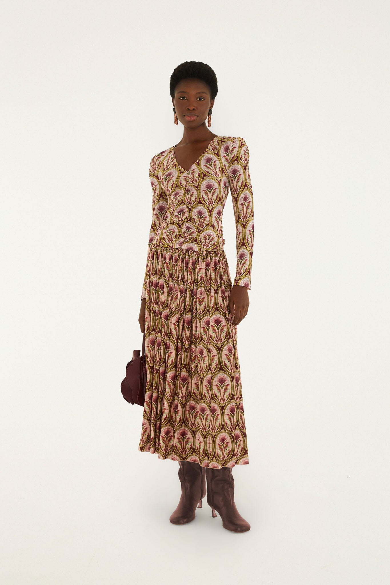 FARM Rio model wearing the Garden Medal Midi Skirt