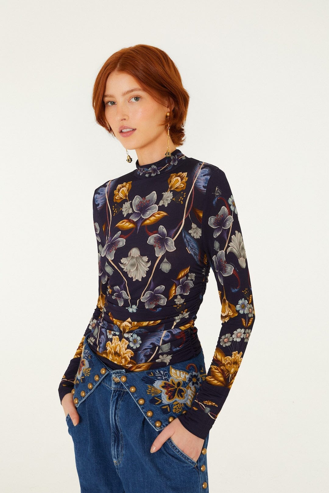 Golden Nature Long Sleeve Jersey Blouse