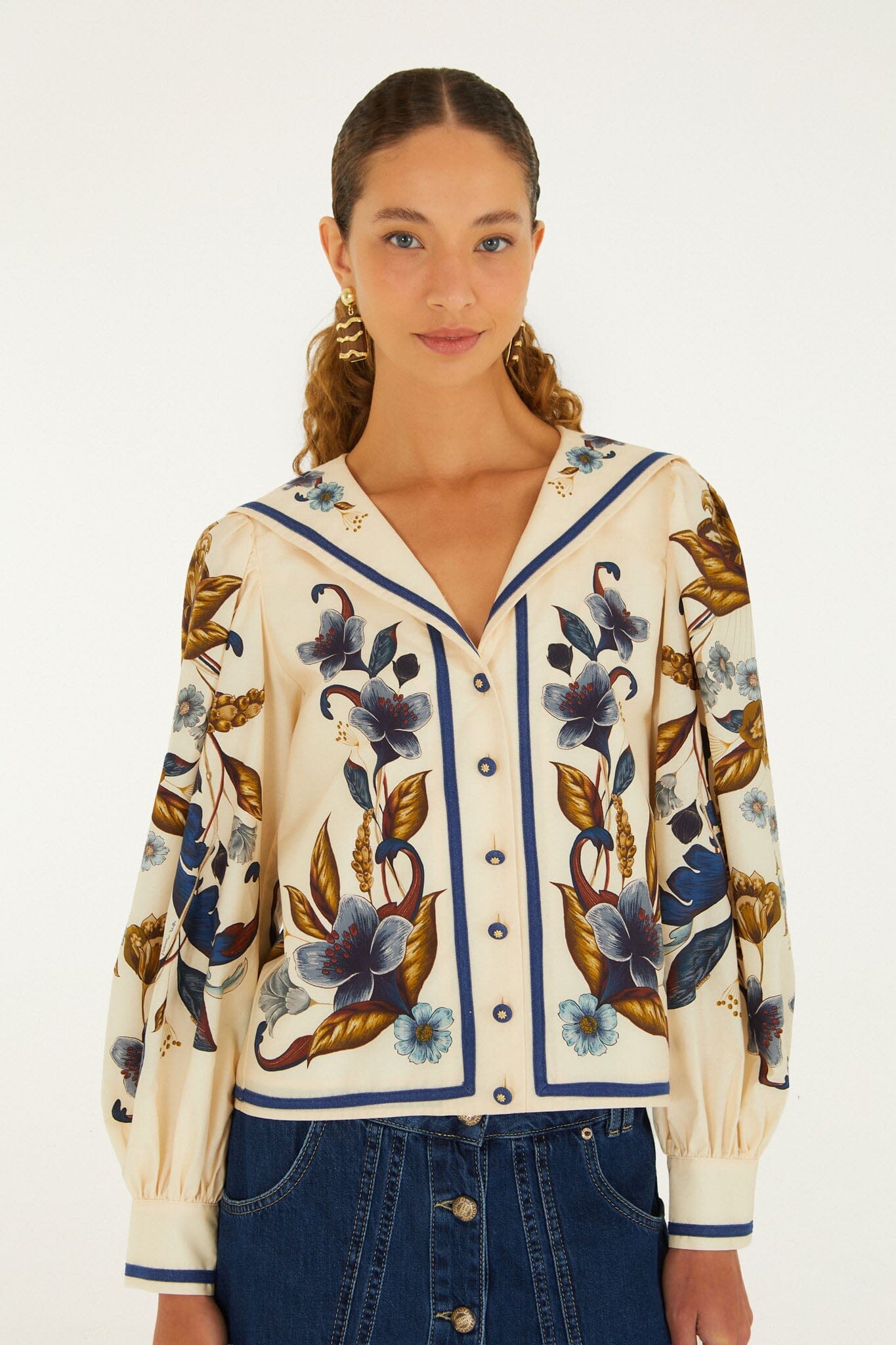 Golden Nature Lapel Long Sleeve Shirt