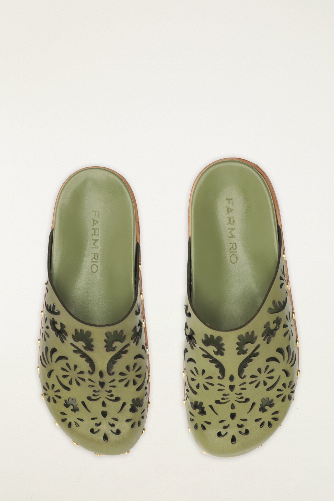 Green Lace Leather Anatomic Slide Mule